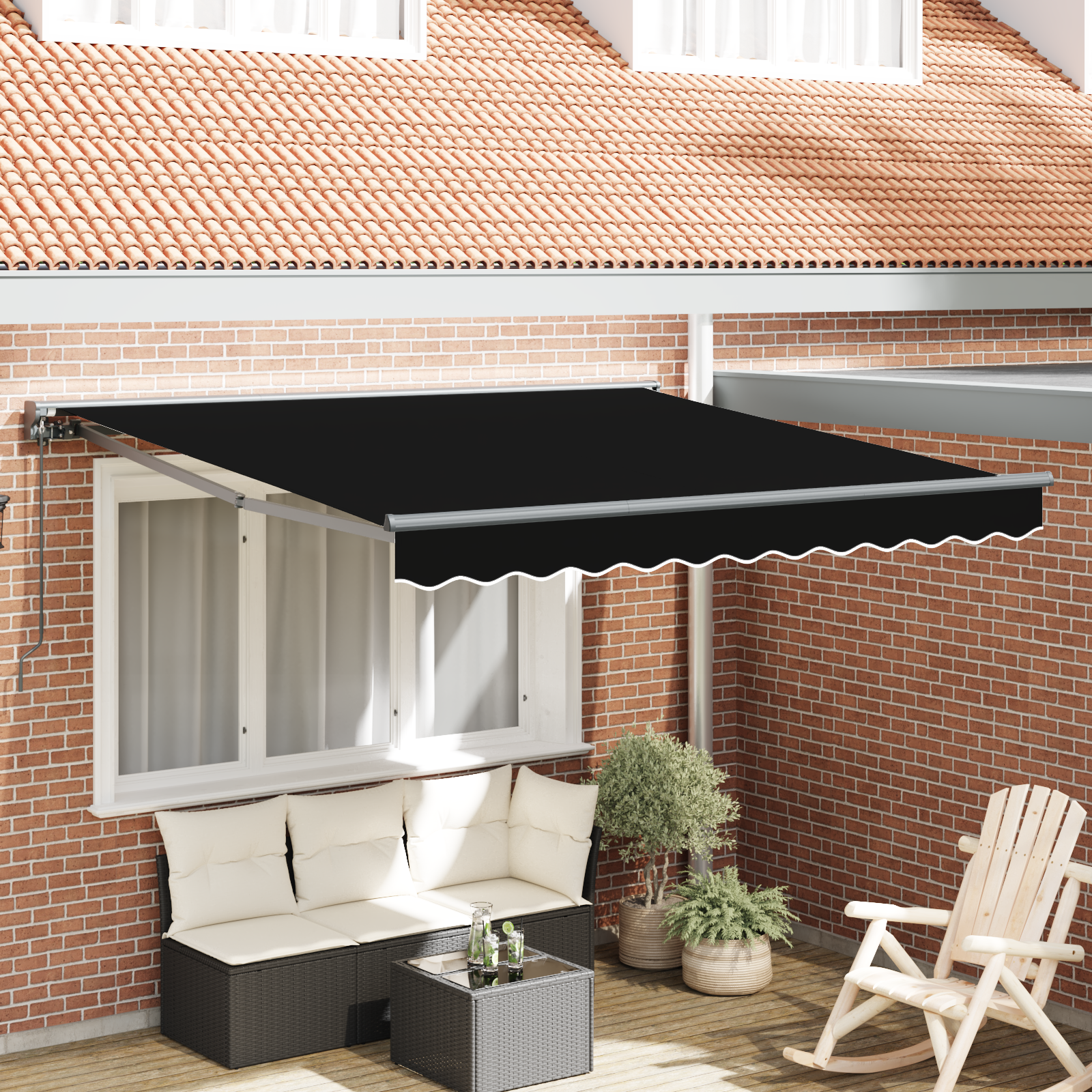 Innvendbar Markise Svart 350x250 cm stoff