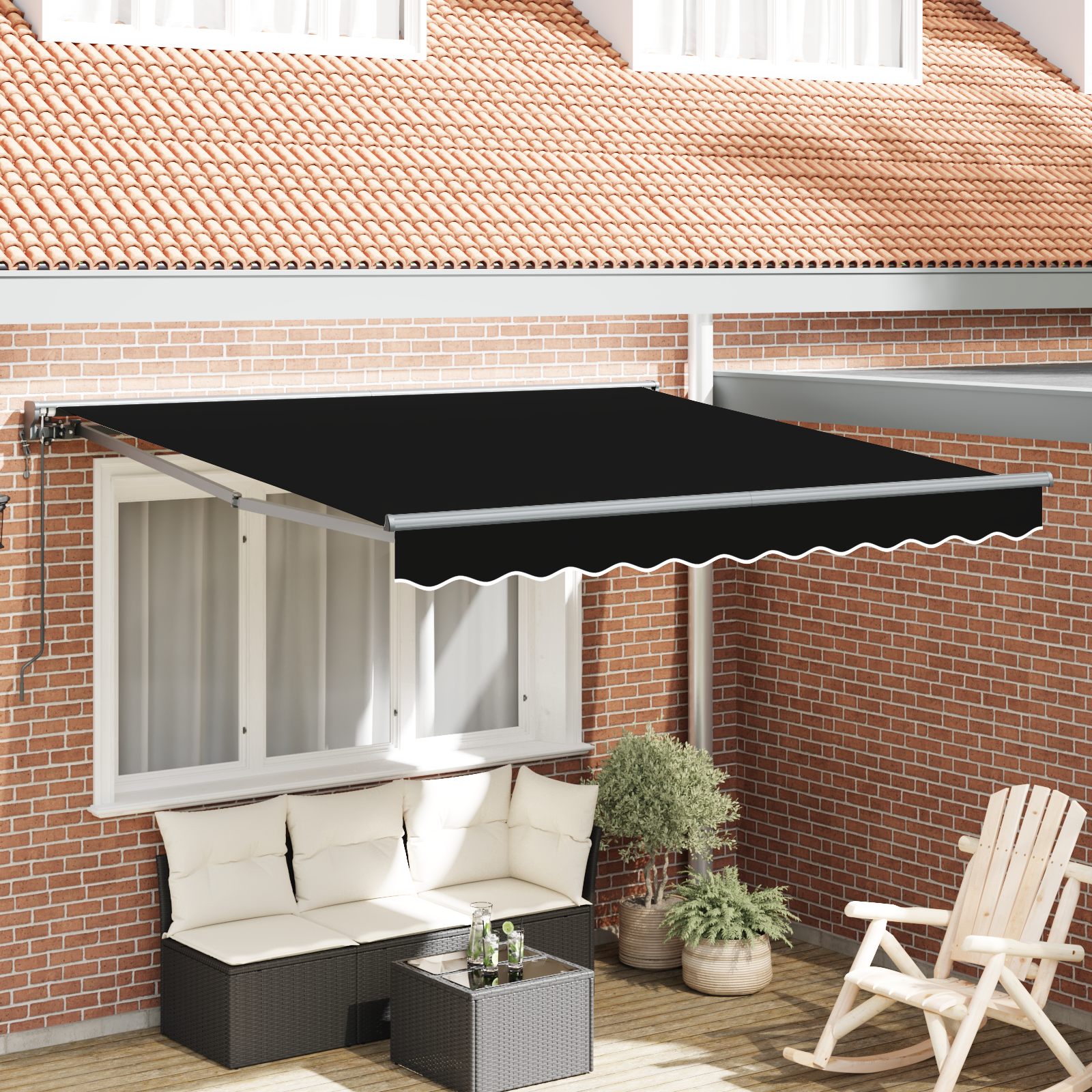 Innvendbar Markise Svart 350x250 cm stoff