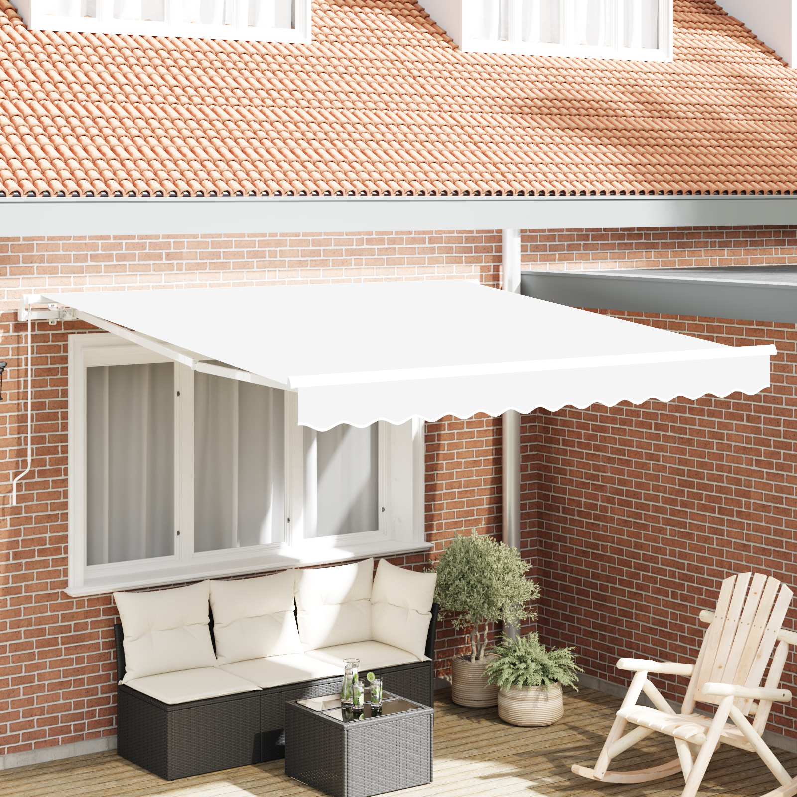 Innvendbar Markise Hvit 350 x 250 cm stoff