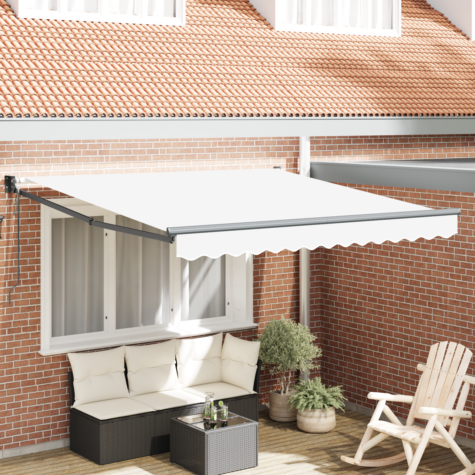 Innvendbar Markise Hvit 350 x 250 cm stoff