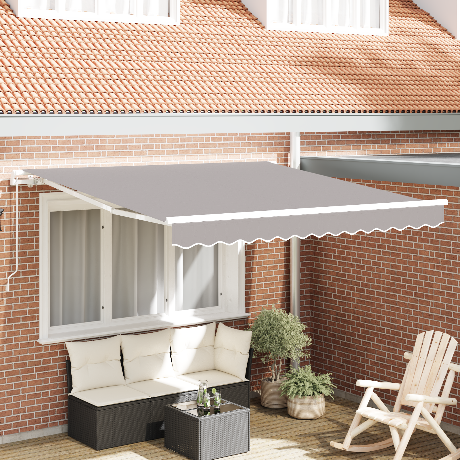 Innvendbar Markise Lysegrå 350 x 250 cm stoff