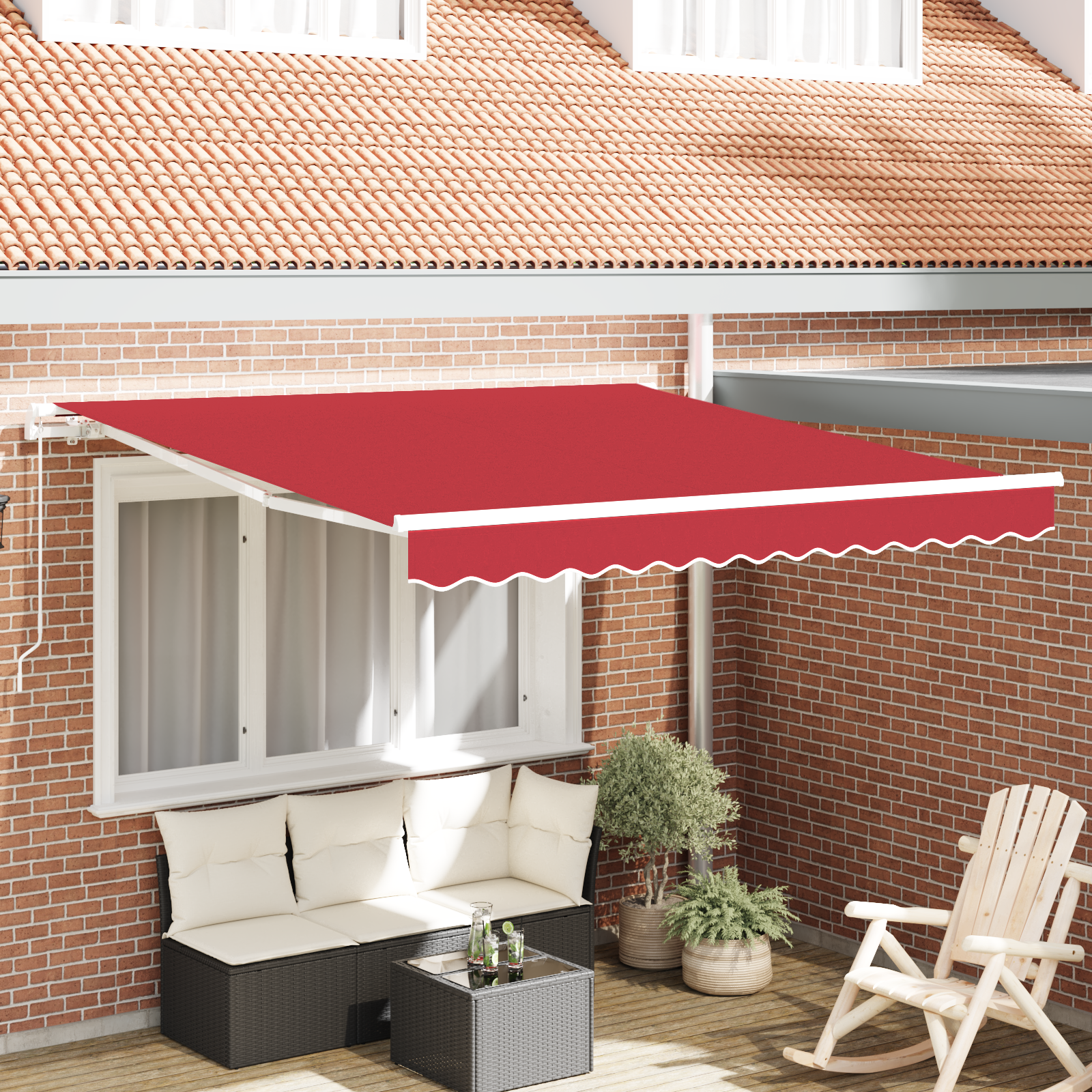 Innvendbar Markise Rød 350 x 250 cm stoff