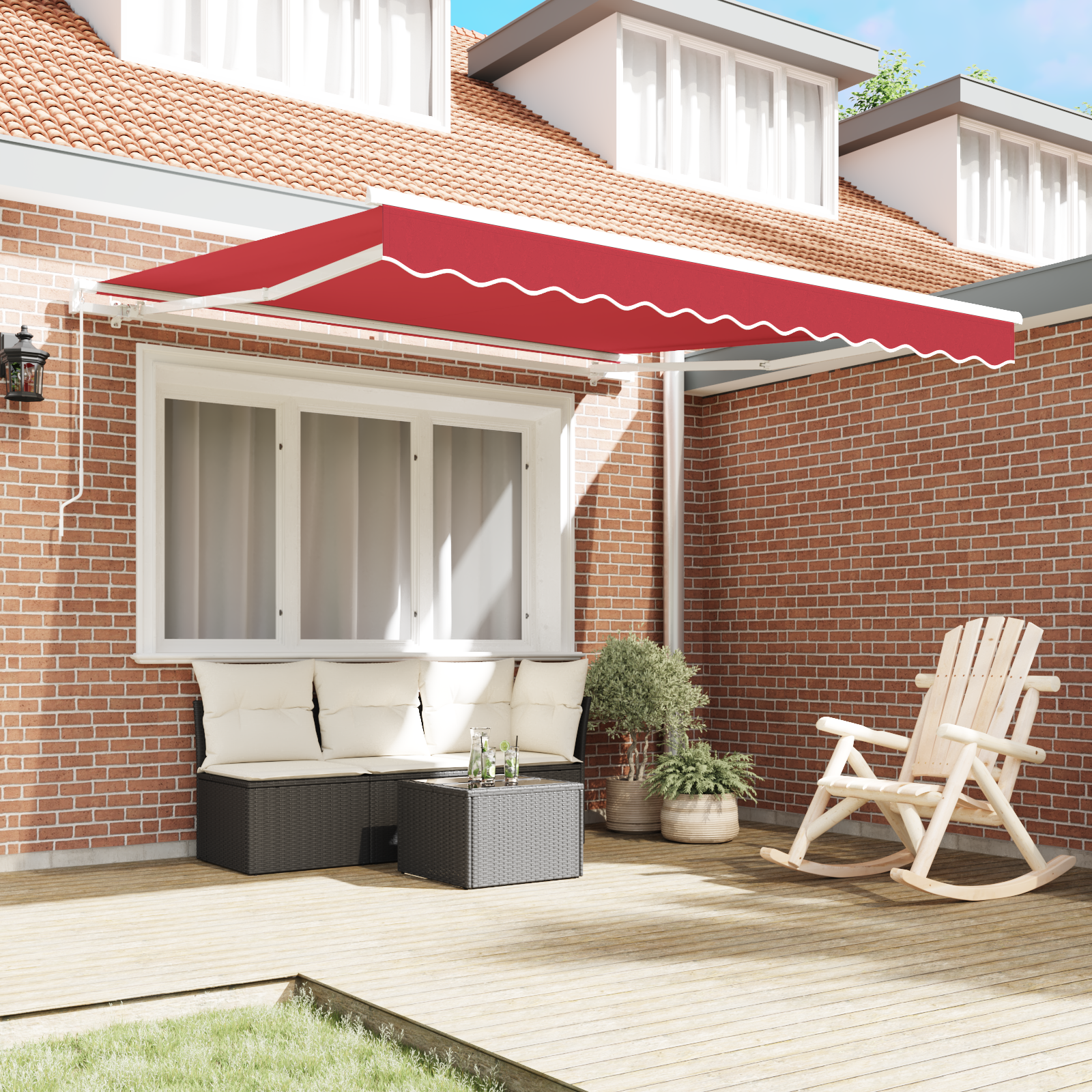 Innvendbar Markise Rød 350 x 250 cm stoff