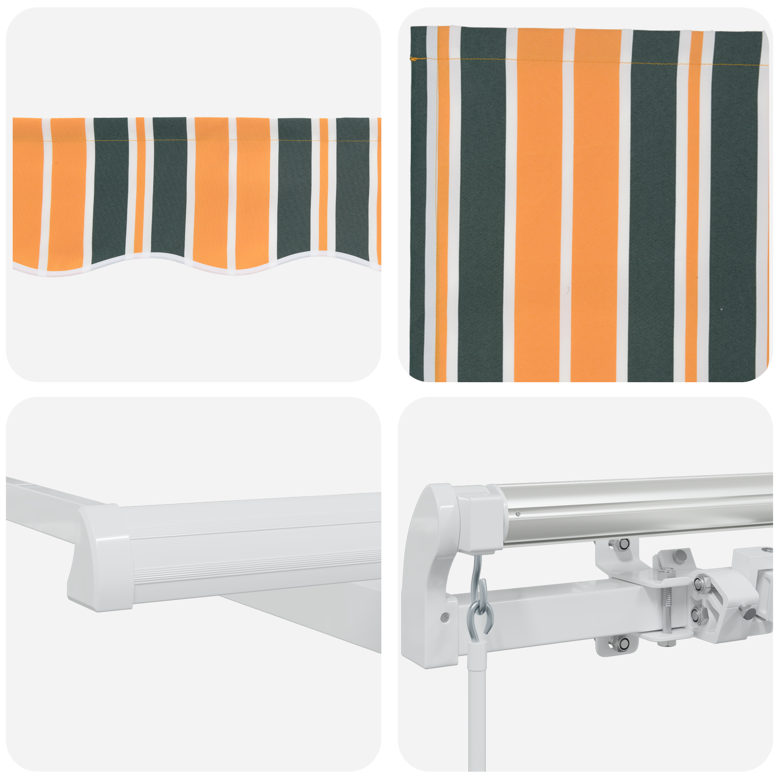 Innvendbar Markise Grønn og gul 350 x 250 cm stoff