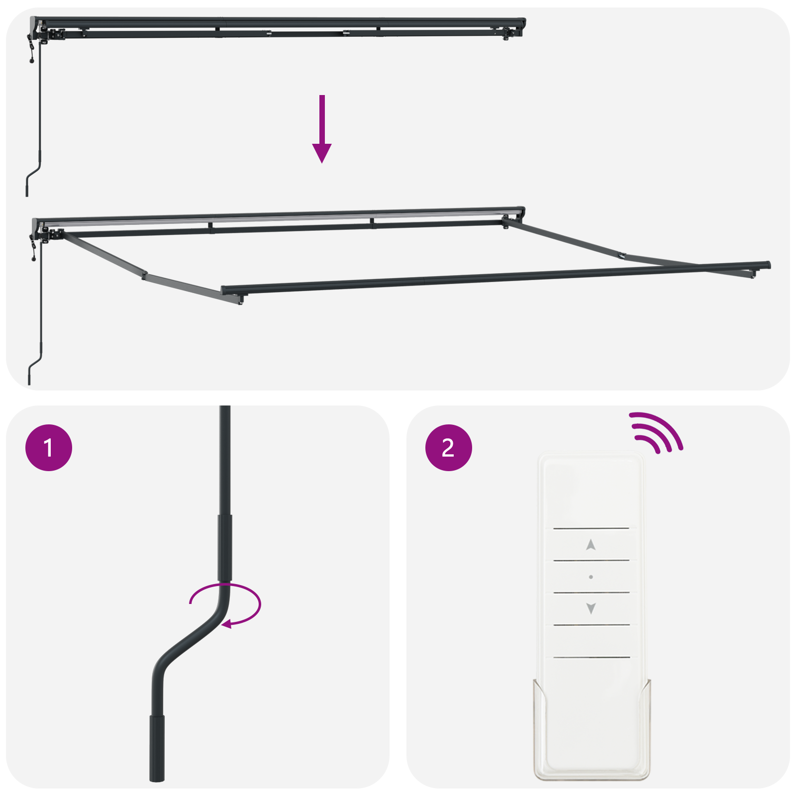 Innvendbar Markise Blå og antrasitt 400 × 300 cm