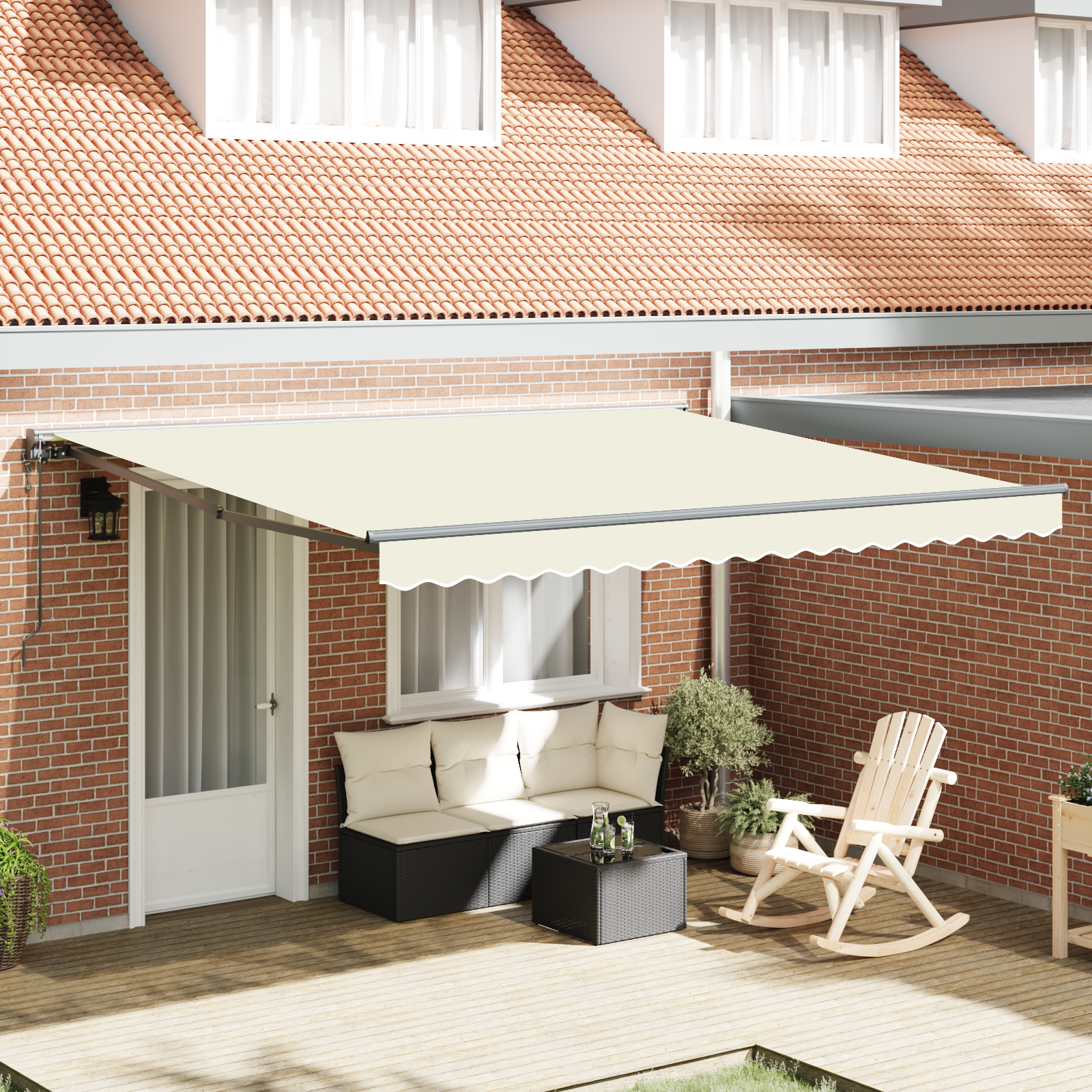 Innvendbar Markise Krem 400x300 cm stoff