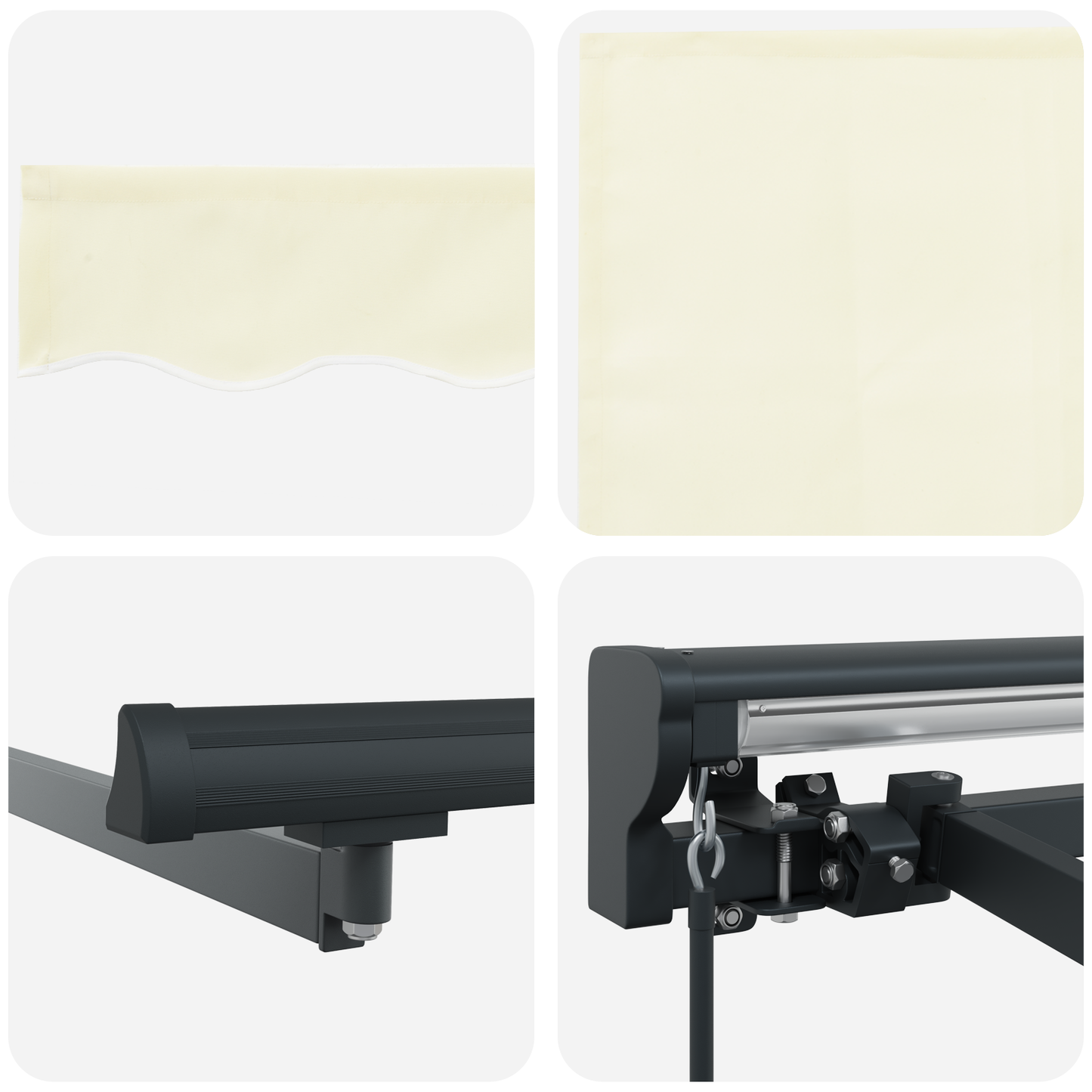Innvendbar Markise Krem 400 × 300 cm Polyester og aluminium