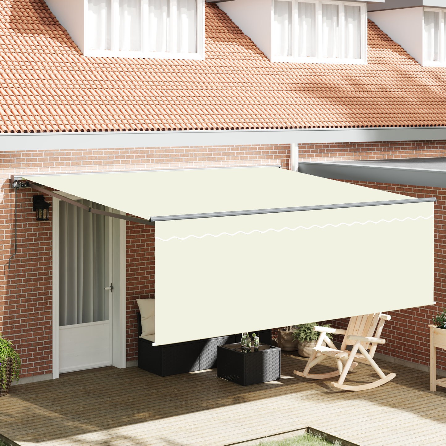 Innvendbar Markise Krem 400 × 300 cm Polyester og aluminium