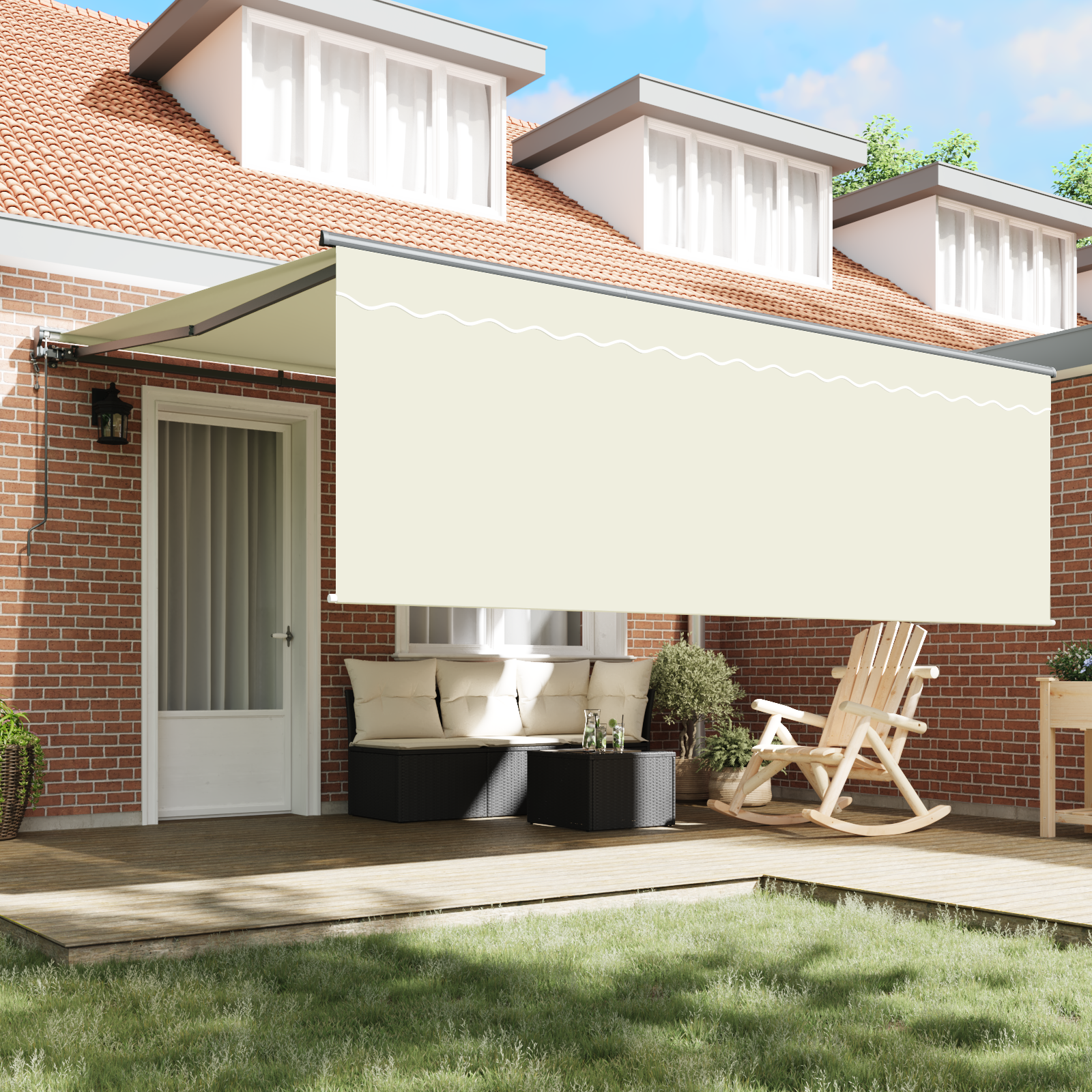 Innvendbar Markise Krem 400 × 300 cm stoff