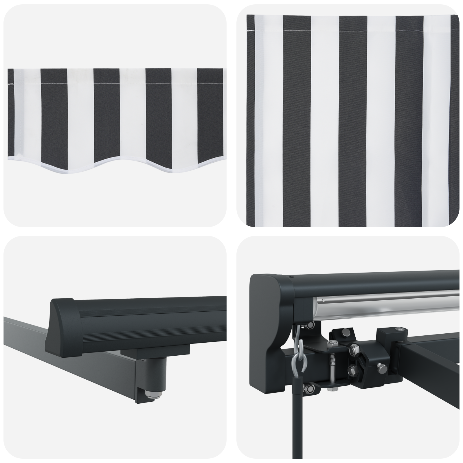 Innvendbar Markise Antrasitt og Hvit 400x300 cm stoff