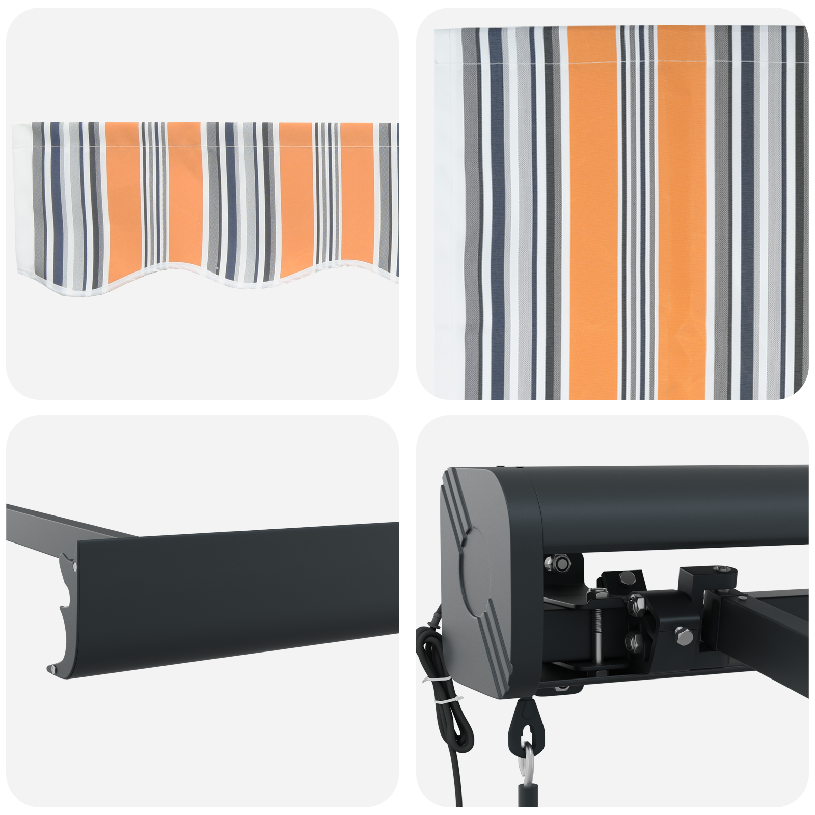 Innvendbar Markise Flerfarget 400 × 300 cm Stoff, Metall