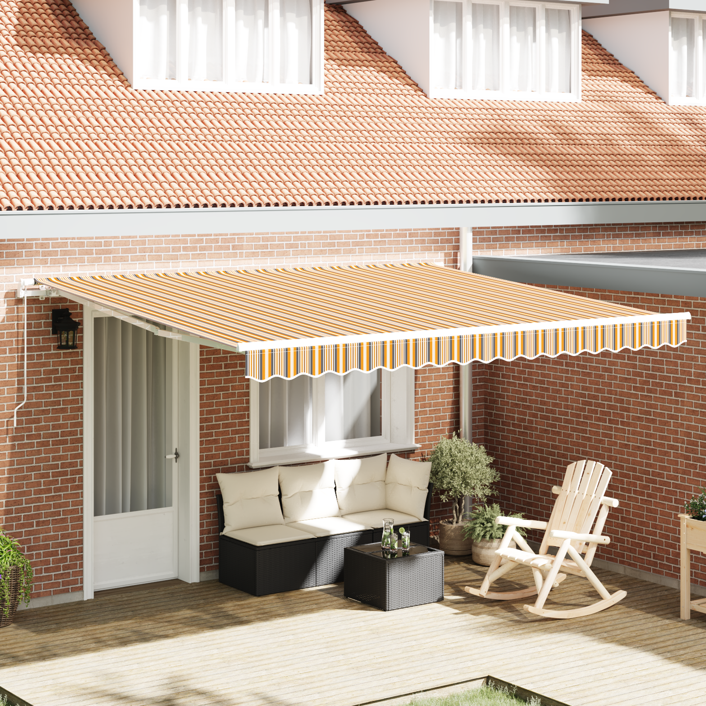 Uttrekkbar markise Flerfarget 400 × 300 cm