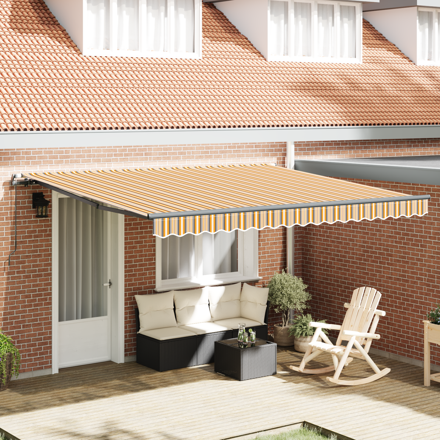 Innvendbar Markise Flerfarget 400 × 300 cm Polyester og stål
