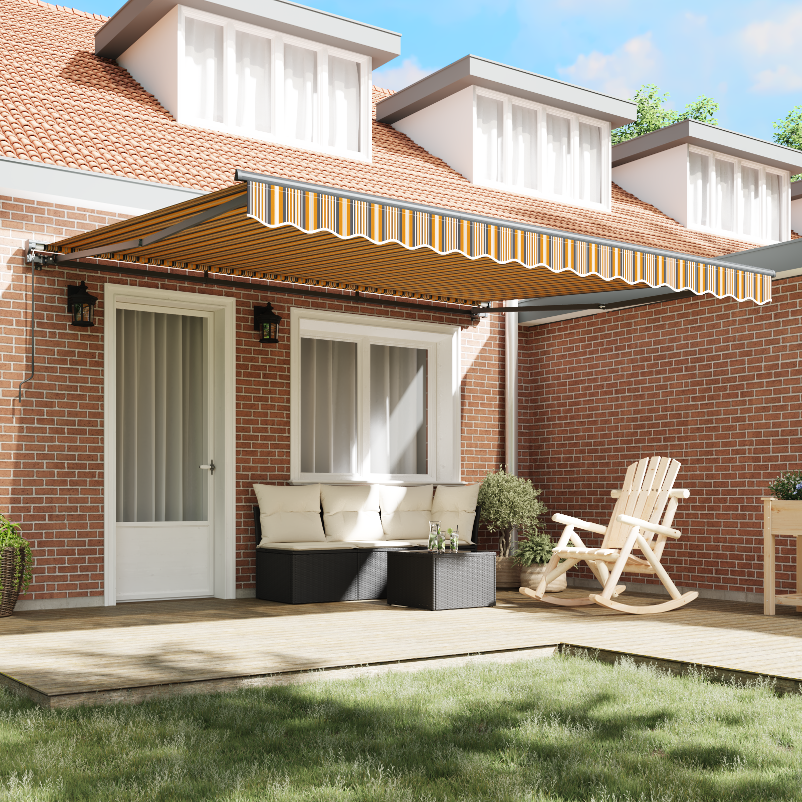Innvendbar Markise Fargerik stripe 400x300 cm stoff