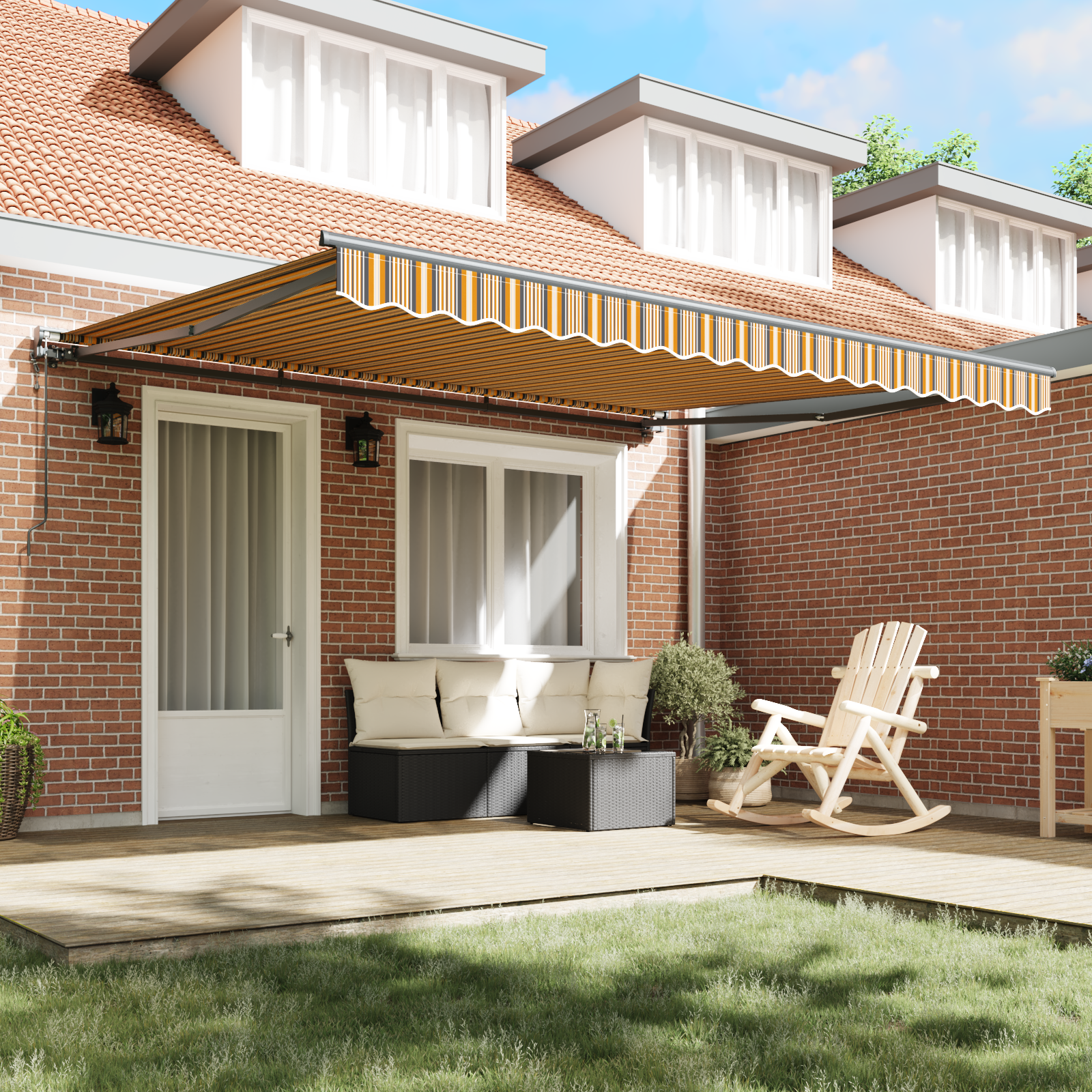 Innvendbar Markise Fargerik stripe 400x300 cm stoff