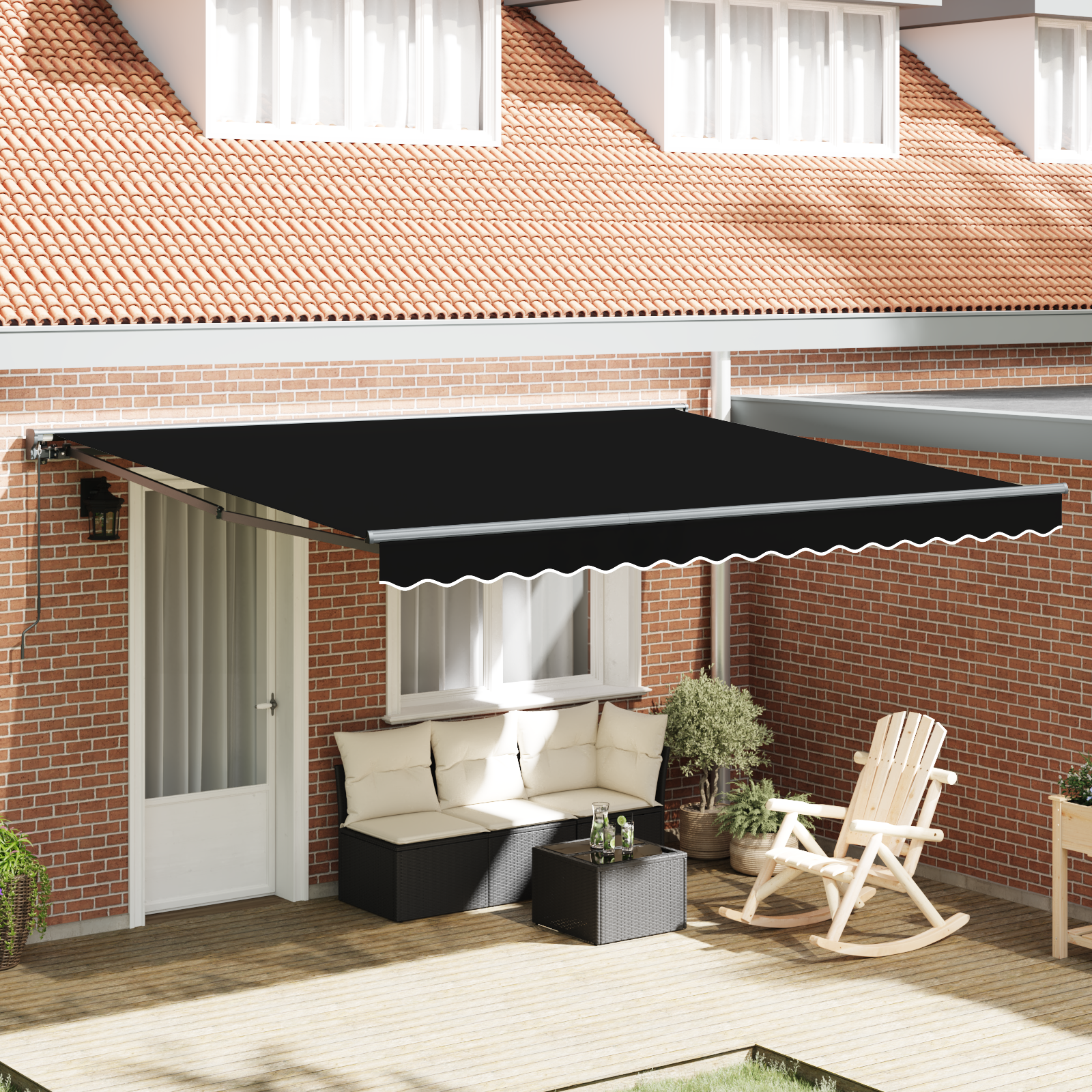 Innvendbar Markise Svart 400x300 cm stoff