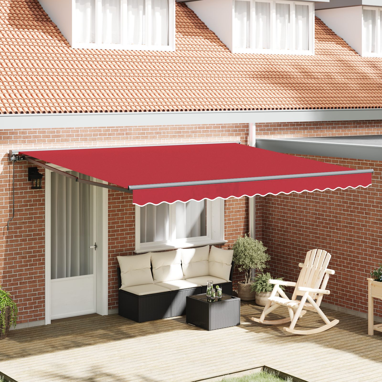 Innvendbar Markise Rød 400x300 cm stoff