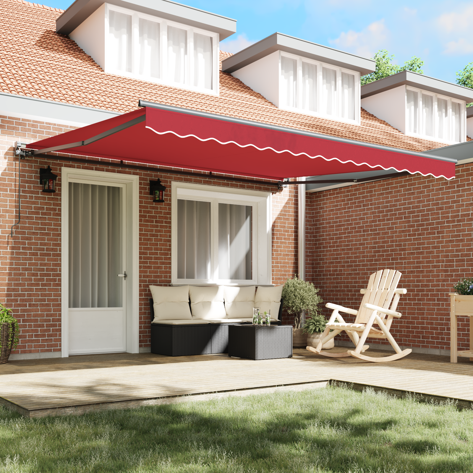 Innvendbar Markise Rød 400x300 cm stoff