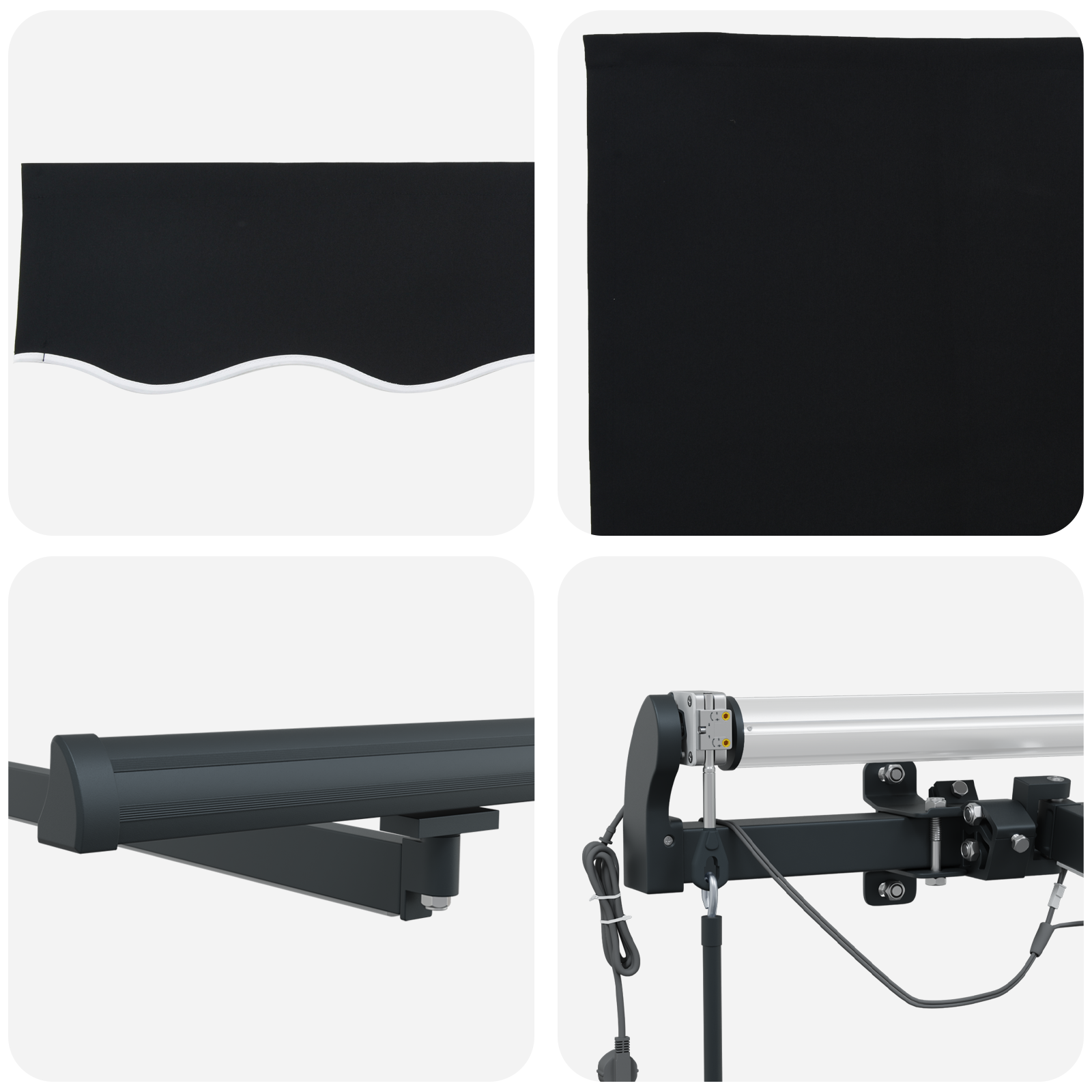 Innvendbar Markise med Svart 400 × 350 cm stoff