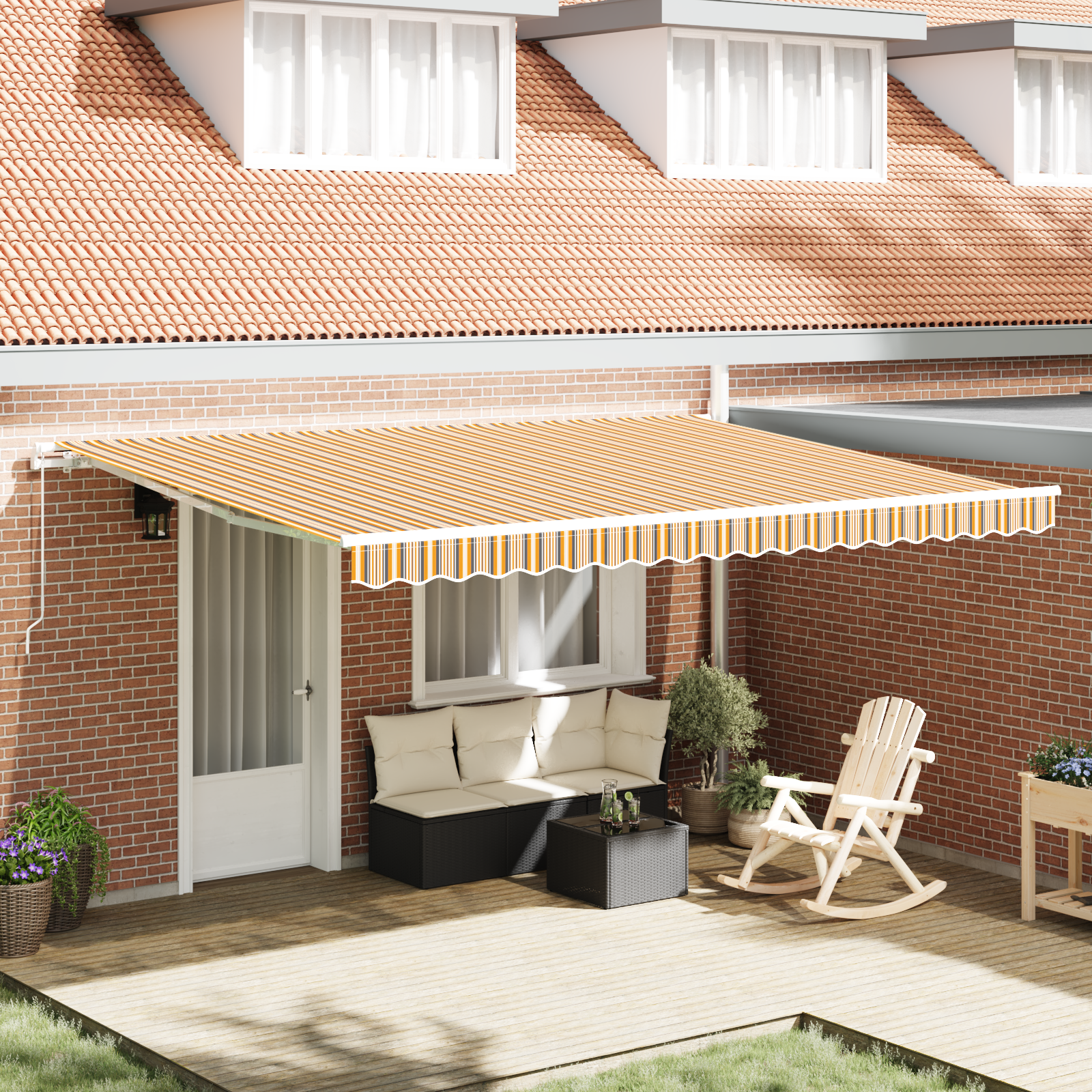 Innvendbar Markise Flerfarget 450 × 300 cm Polyester og Metall