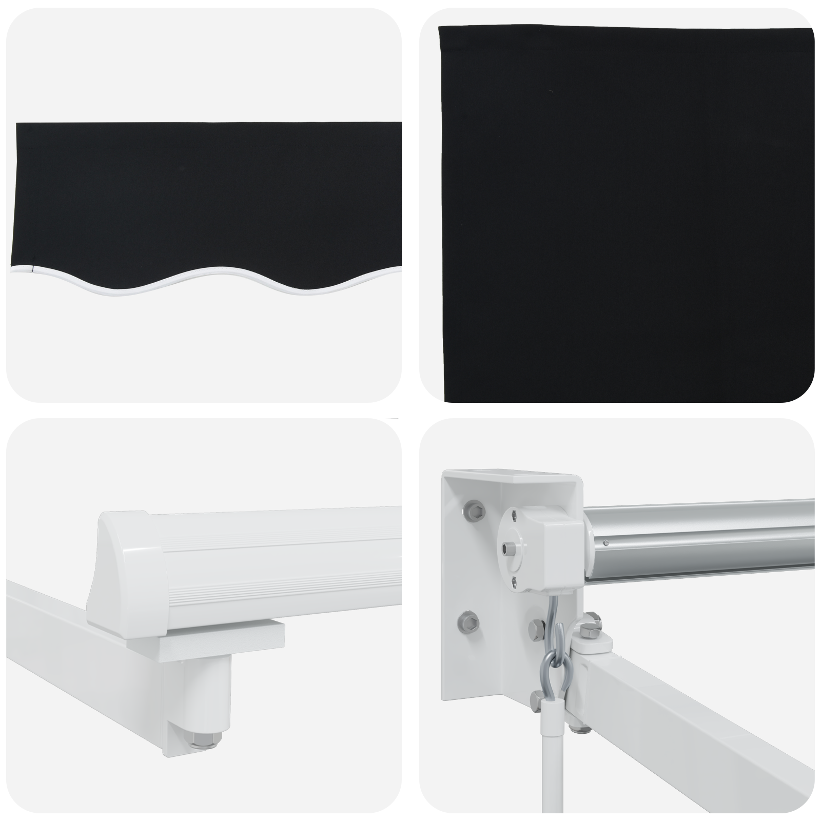 Innvendbar Markise Svart 450 × 300 cm Polyester og Metall