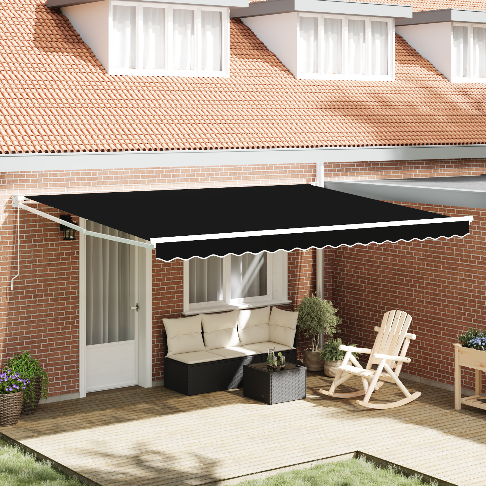 Innvendbar Markise Svart 450 × 300 cm Polyester og Metall
