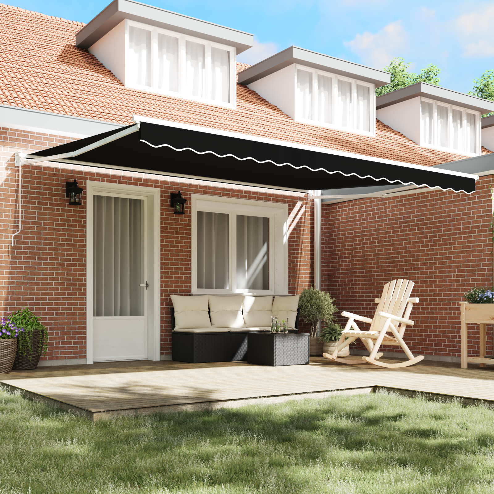 Innvendbar Markise Svart 450 × 300 cm Polyester og Metall