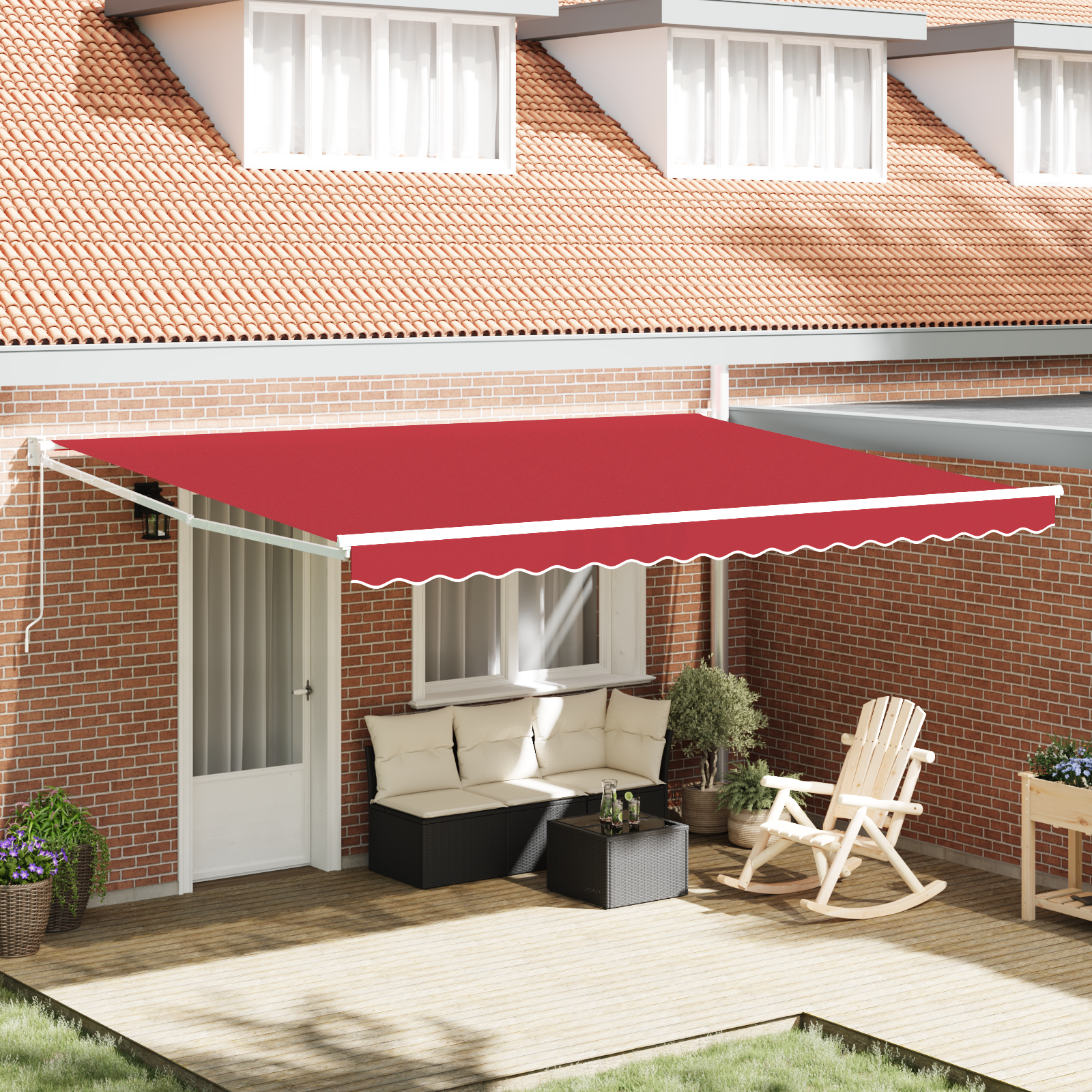Markise Rød 4,5 × 3 m Polyester og metall