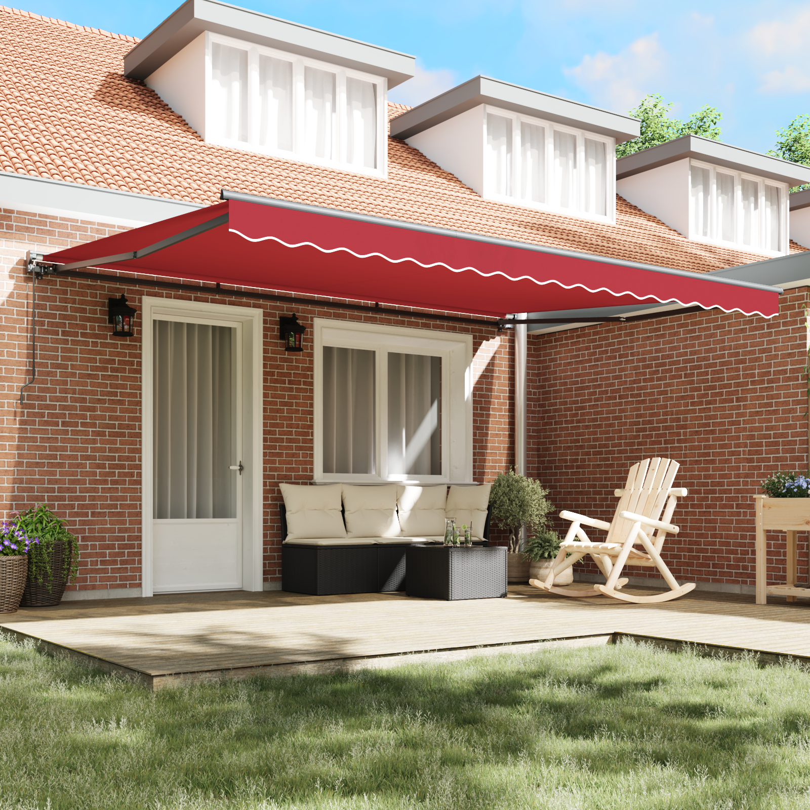 Innvendbar Markise Rød 450x300 cm stoff
