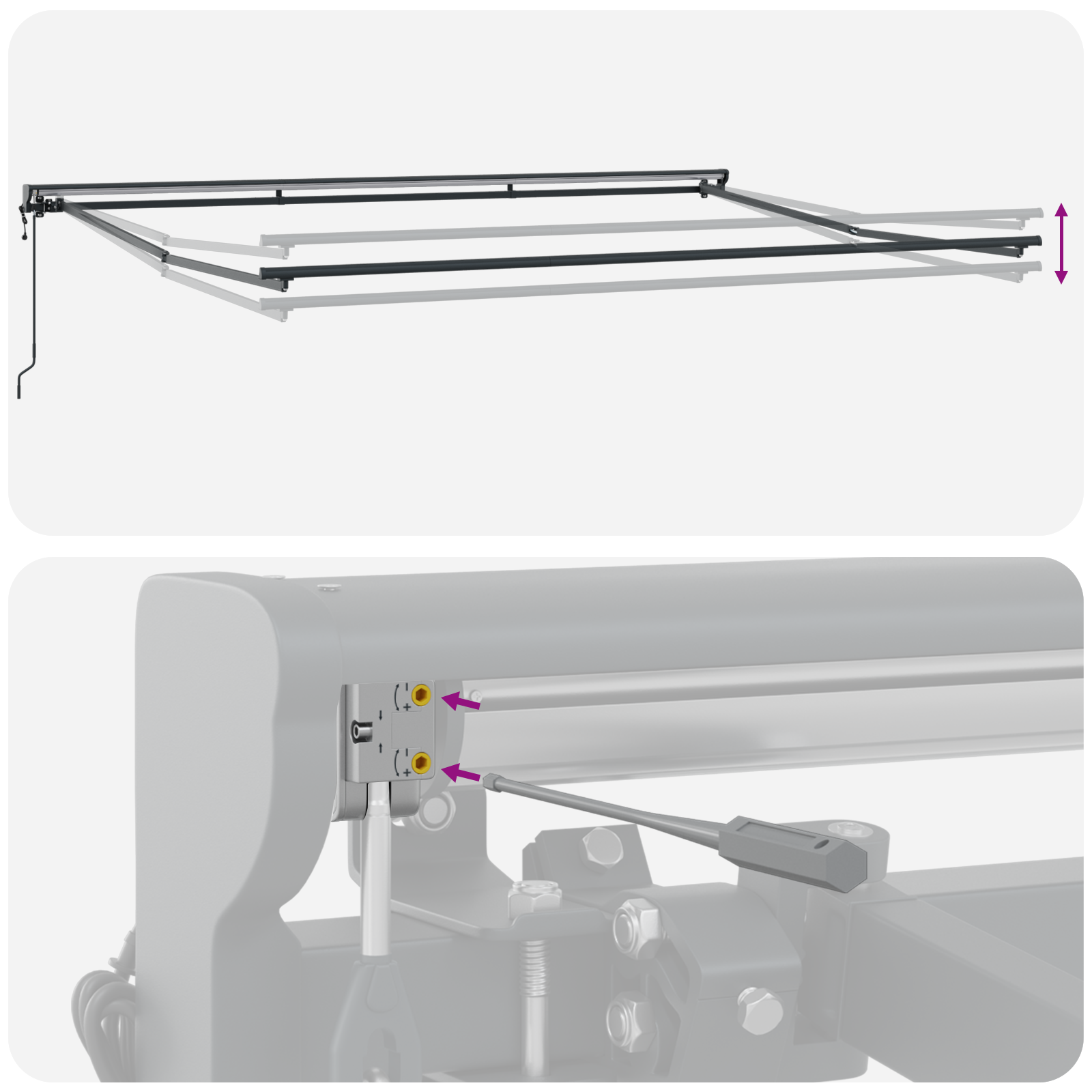 Innvendbar Markise Rød 450x300 cm stoff
