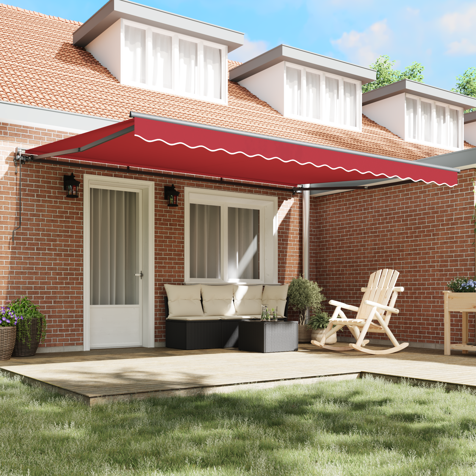 Innvendbar Markise Rød 450x300 cm stoff
