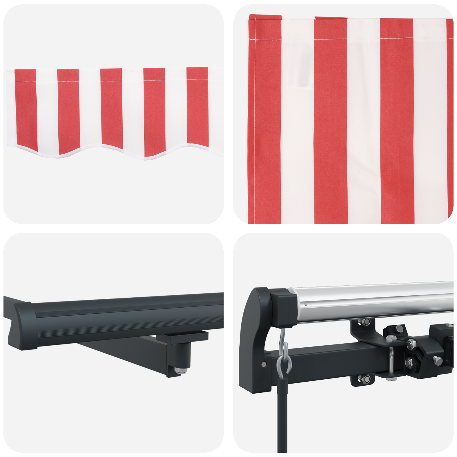 Innvendbar Markise Rød og hvit 450 × 350 cm stoff