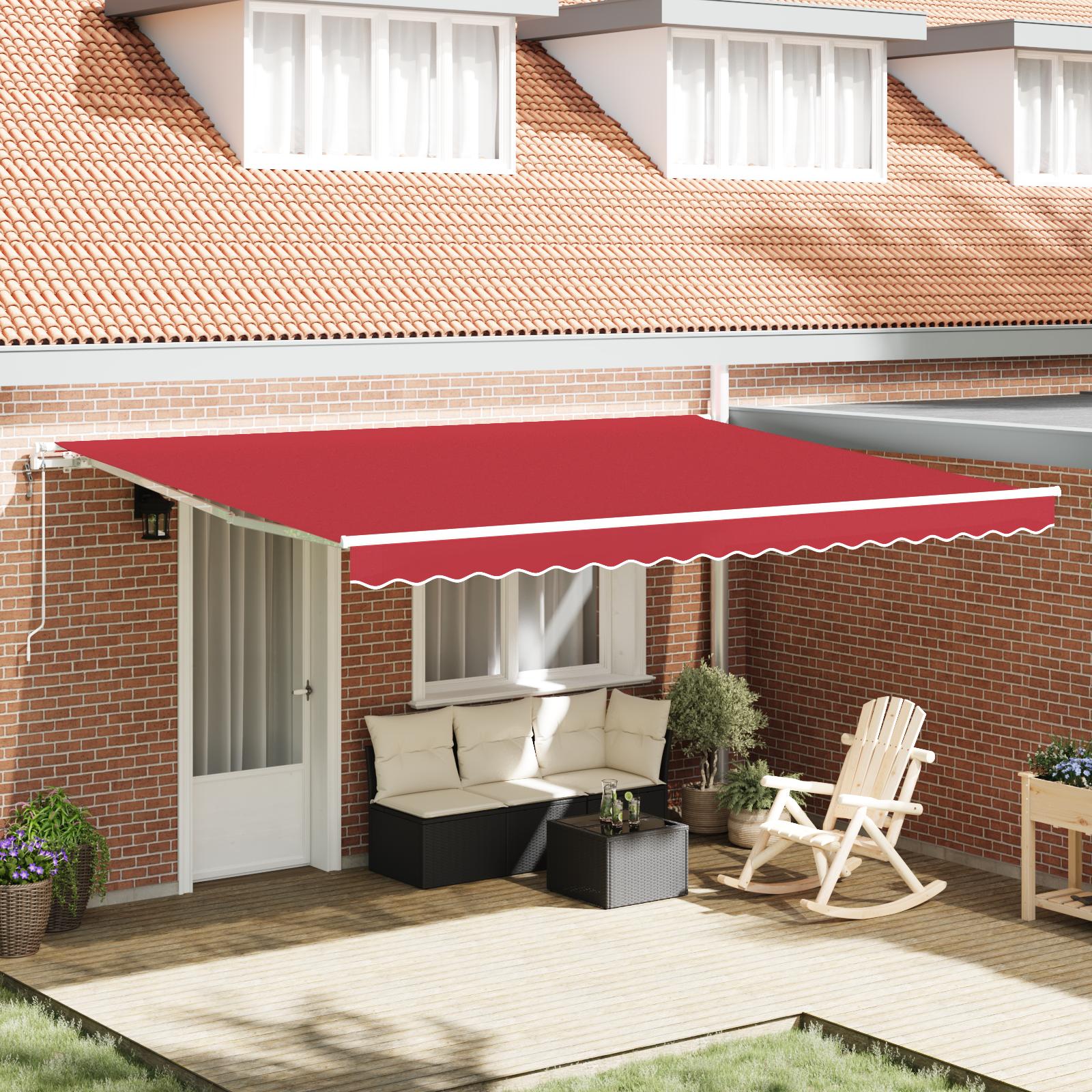 Innvendbar Markise 450 × 350 cm Rød