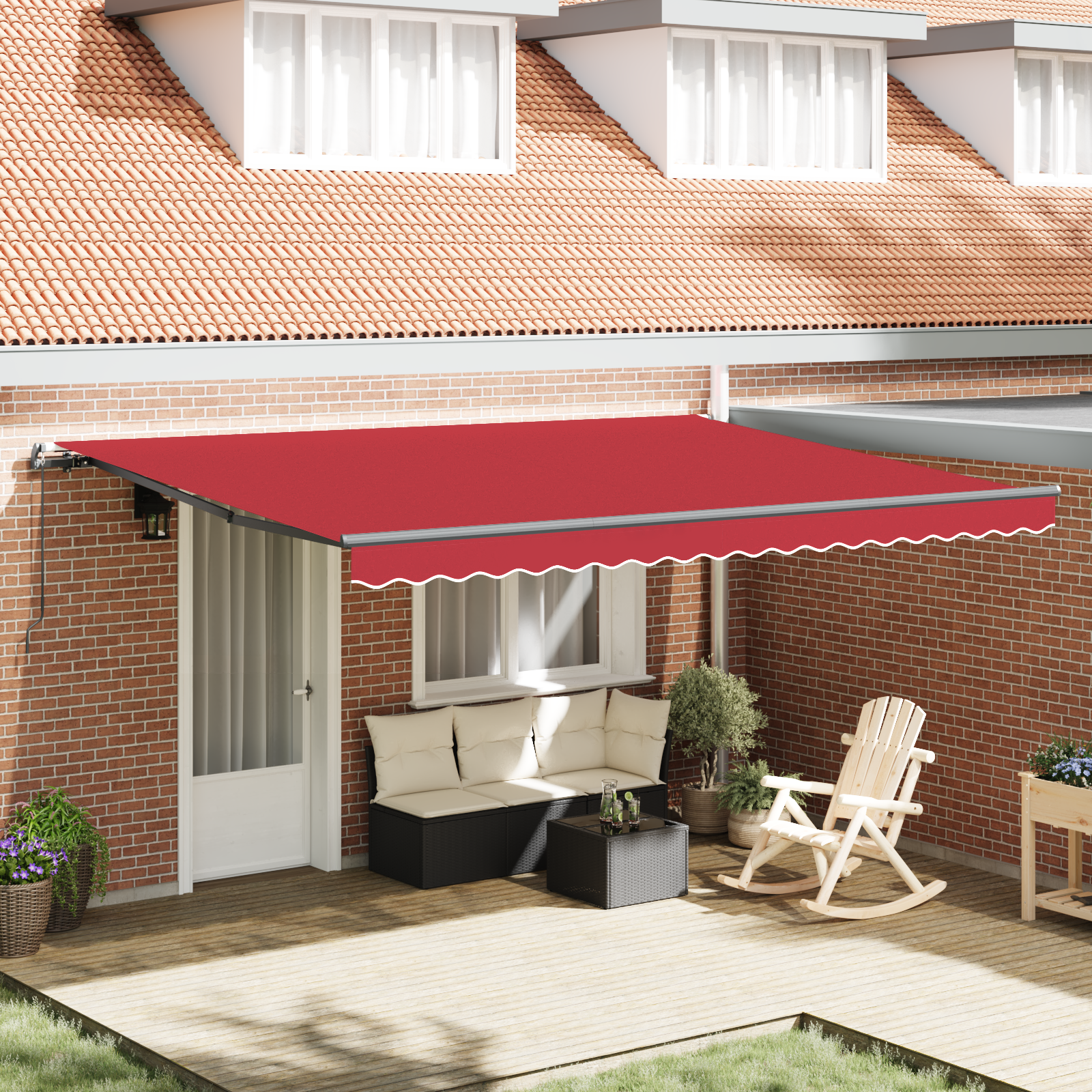 Utadtrekkbar Markise Rød Rød 450 × 350 cm stoff
