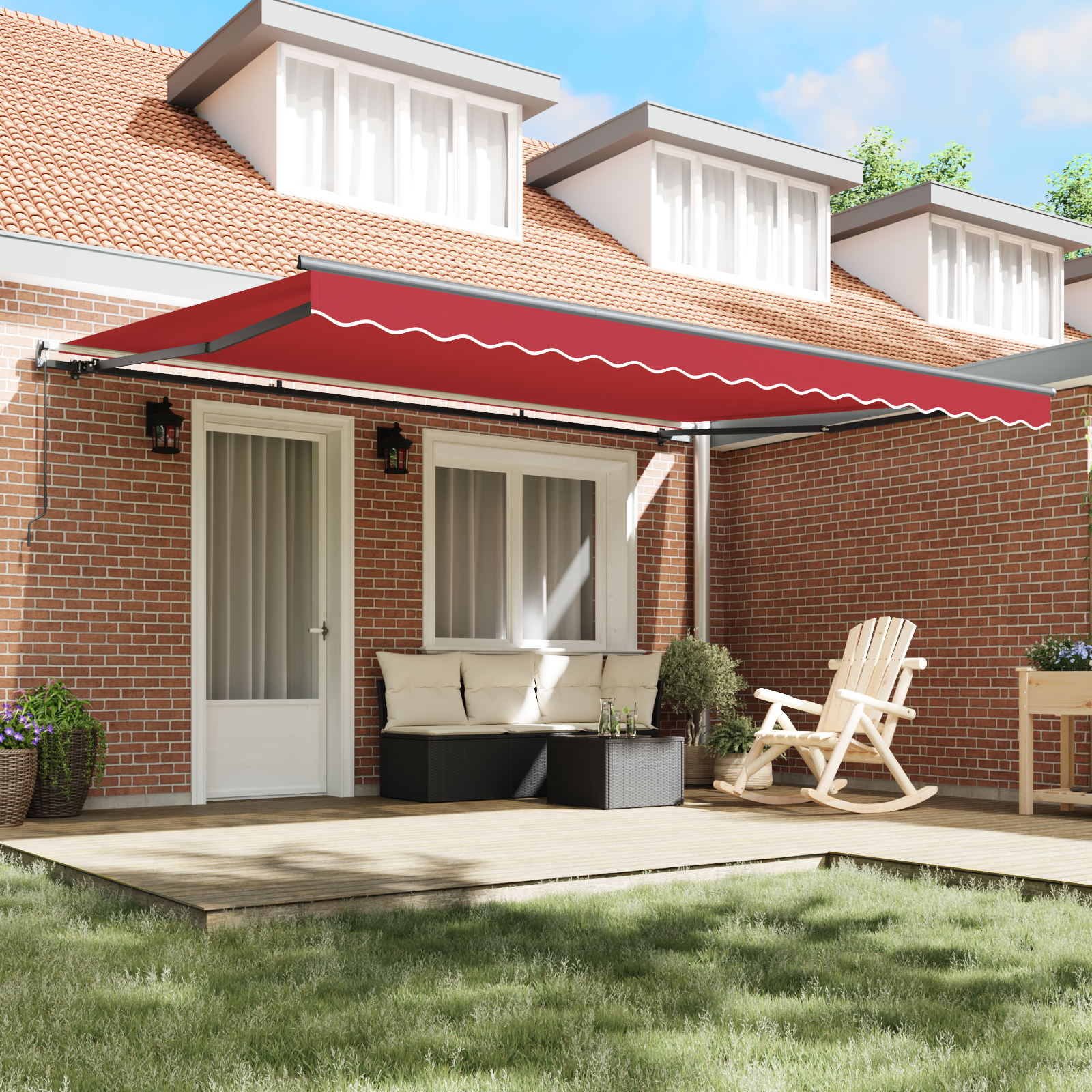 Utadtrekkbar Markise Rød Rød 450 × 350 cm stoff