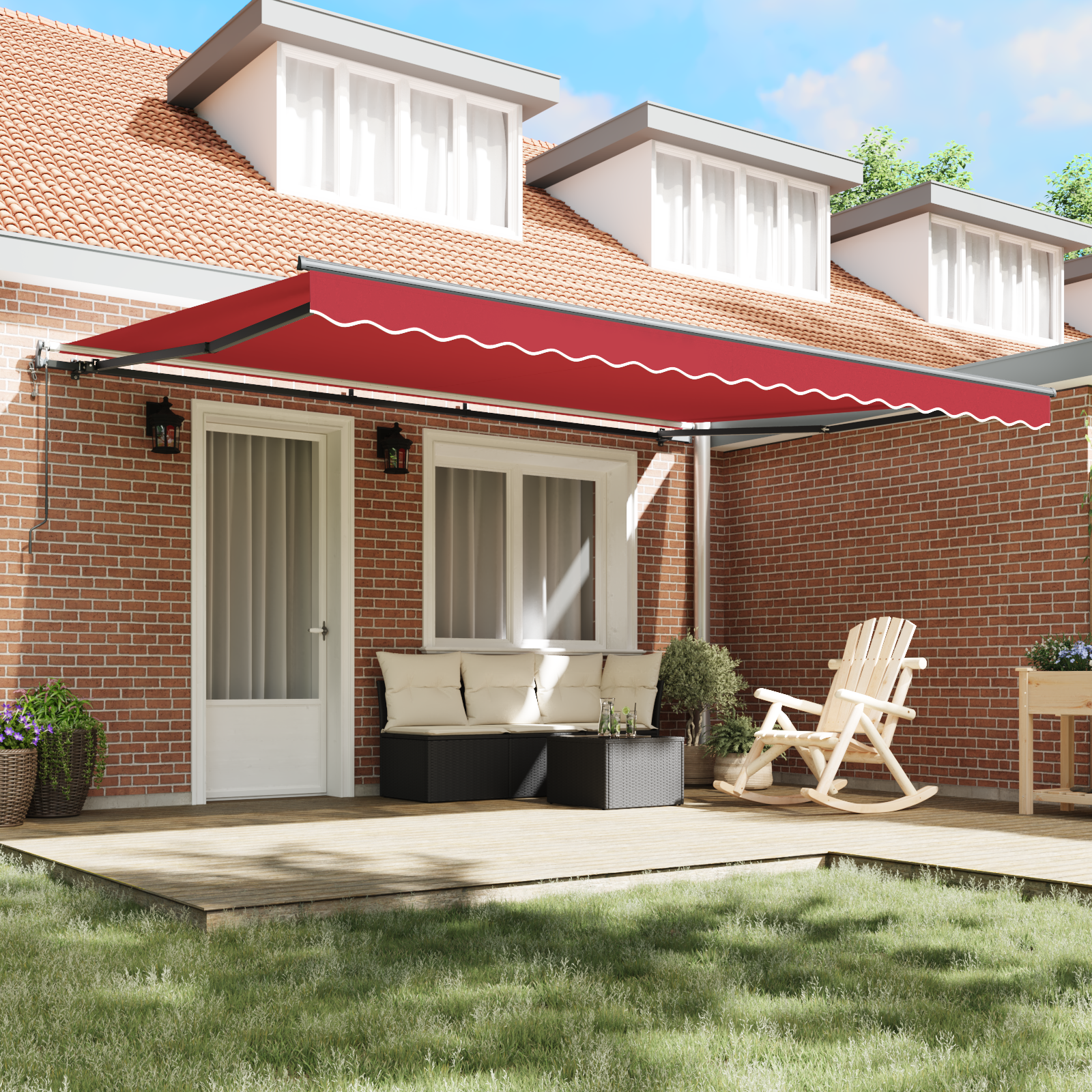 Innvendbar Markise Rød 450 ×350 cm stoff