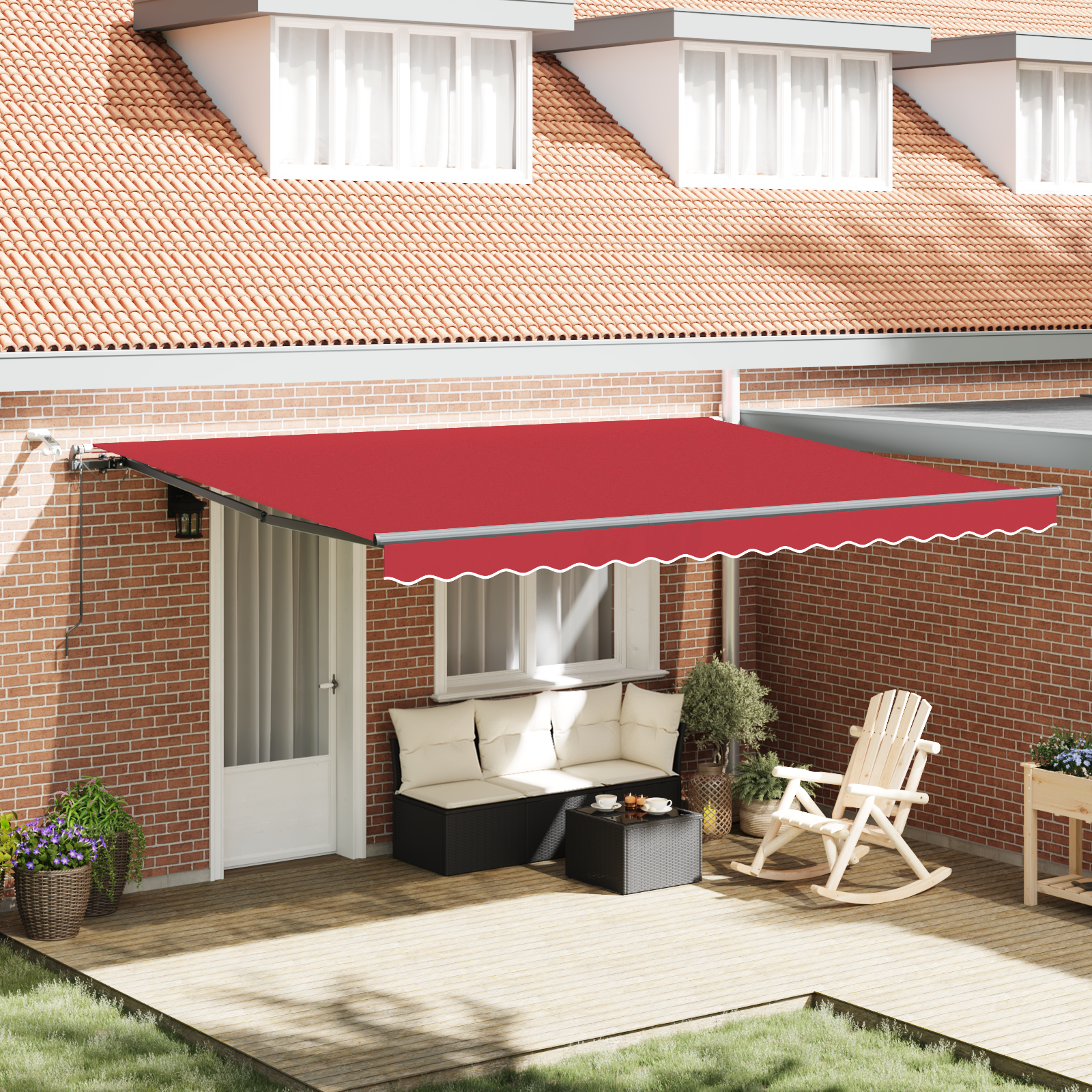 Innvendbar Markise med Rød 450 × 350 cm stoff