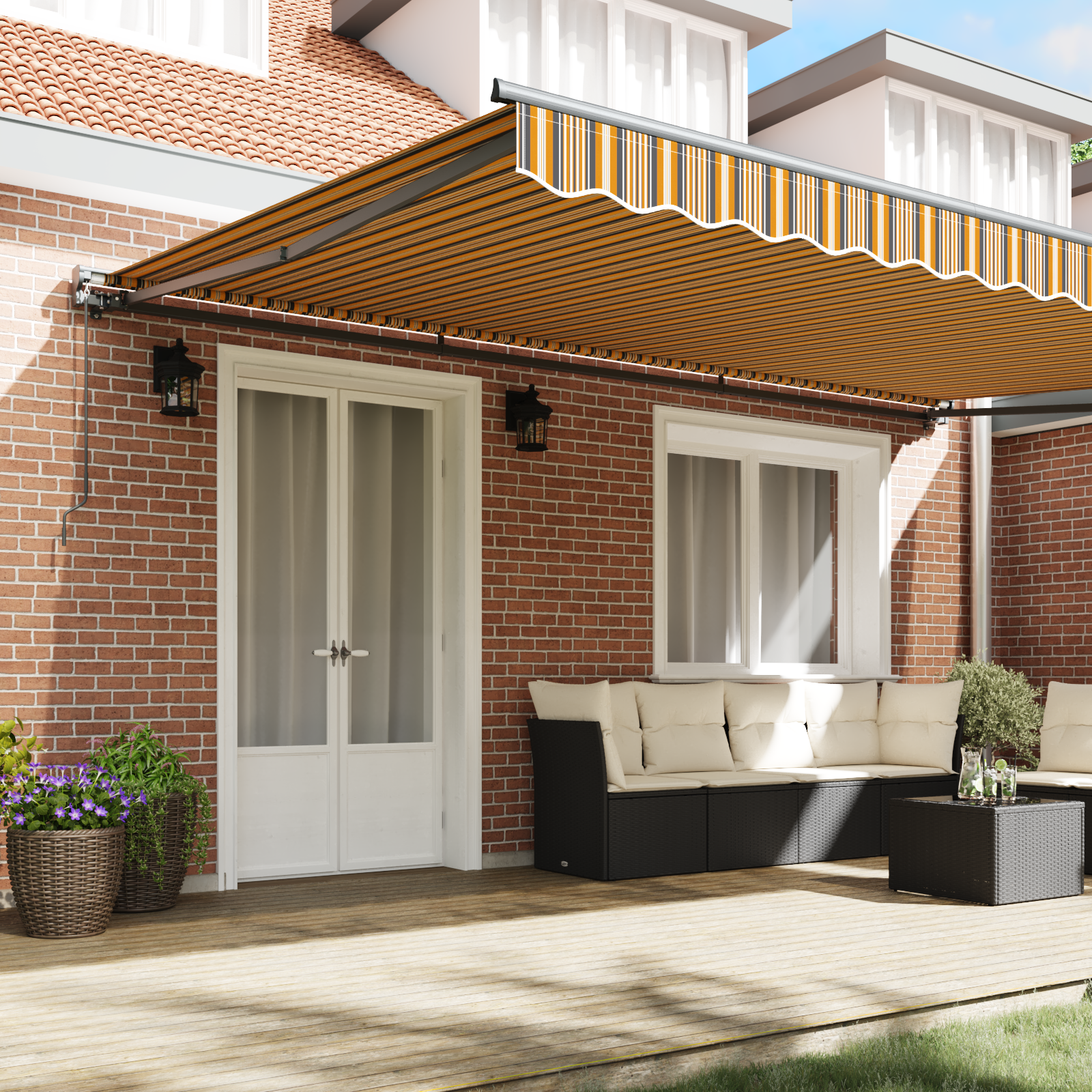 Innvendbar Markise Fargerik stripe 500x300 cm stoff