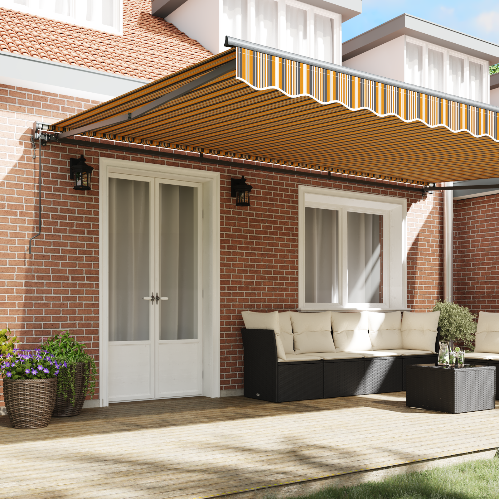 Innvendbar Markise Fargerik stripe 500x300 cm stoff