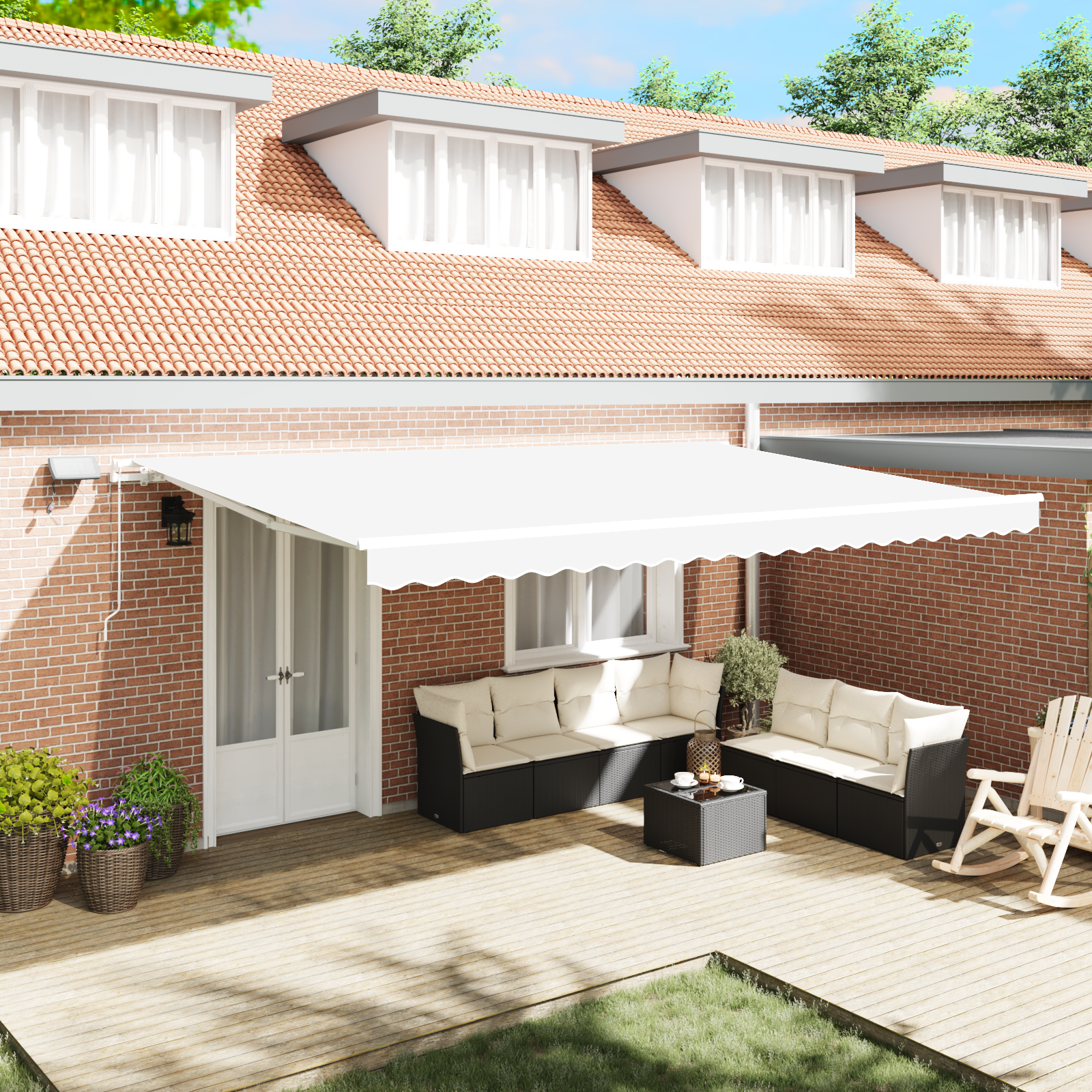 Innvendbar Markise med Hvit 500 ×350 cm stoff