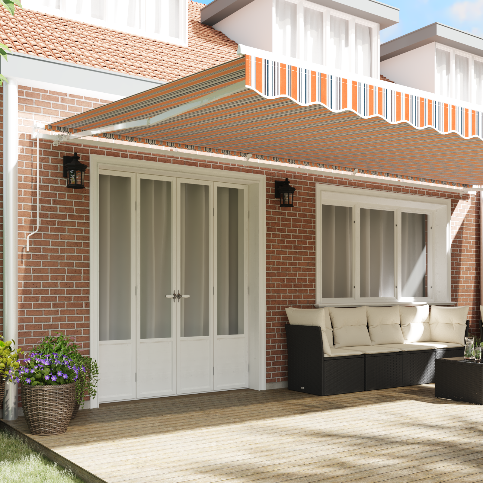 Innvendbar Markise Flerfarget 600 × 300 cm Polyester og Metall