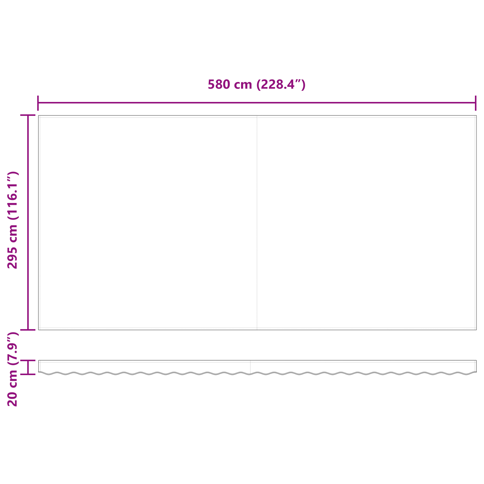 Innvendbar Markise 600 × 300 cm Hvit