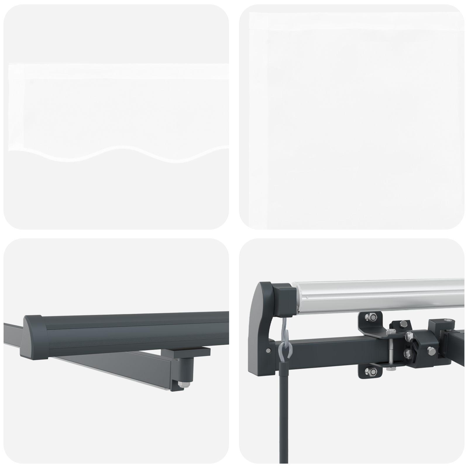 Innvendbar Markise med LED -stripelys Hvit 600 ×300 cm stoff