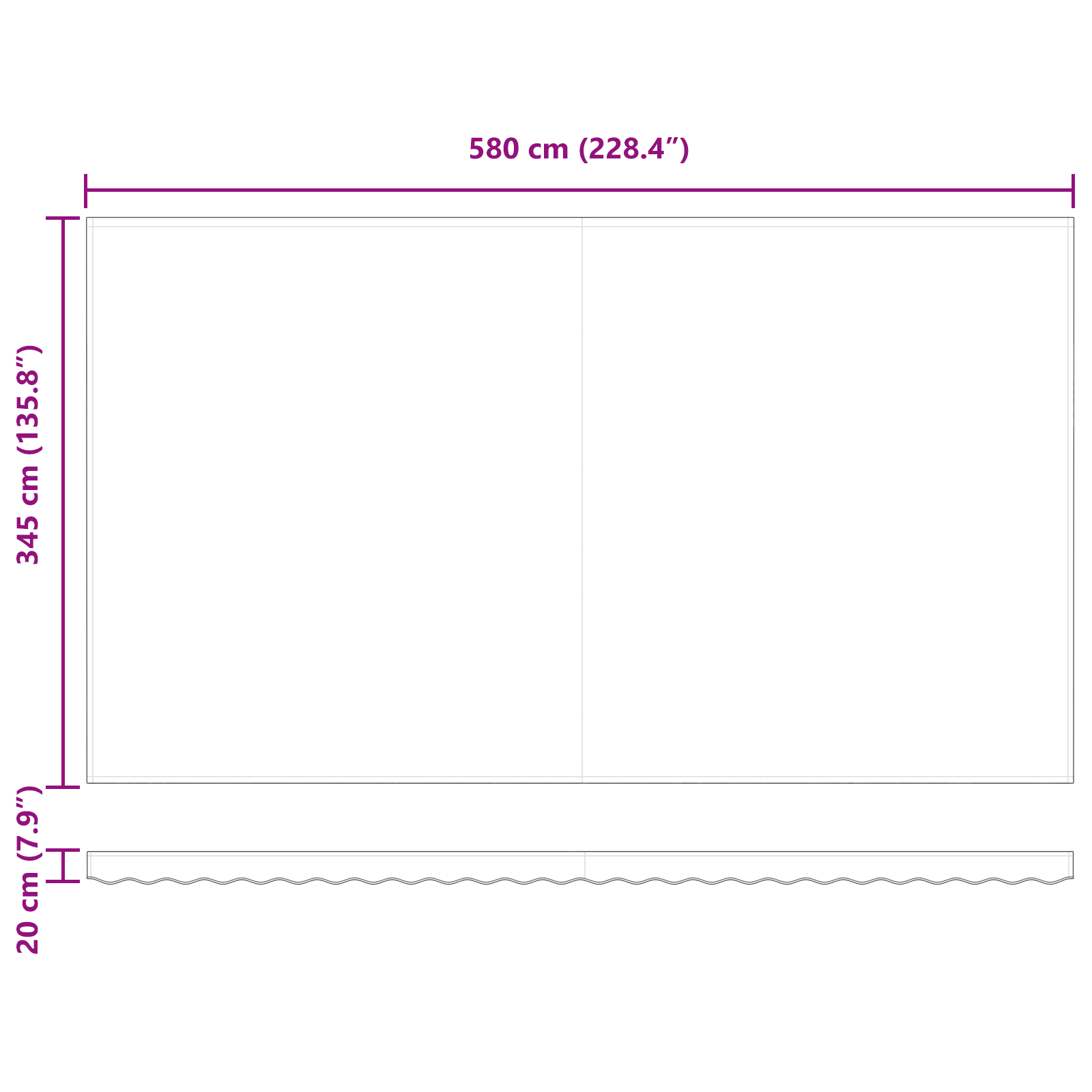 Innvendbar Markise 600 × 350 cm Flerfarget