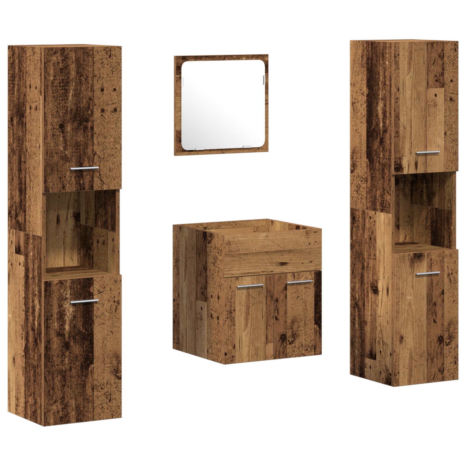 Badmøbelsett 4 pcs Gamle tre 41 x 38.5 x 46 cm Konstruert tre