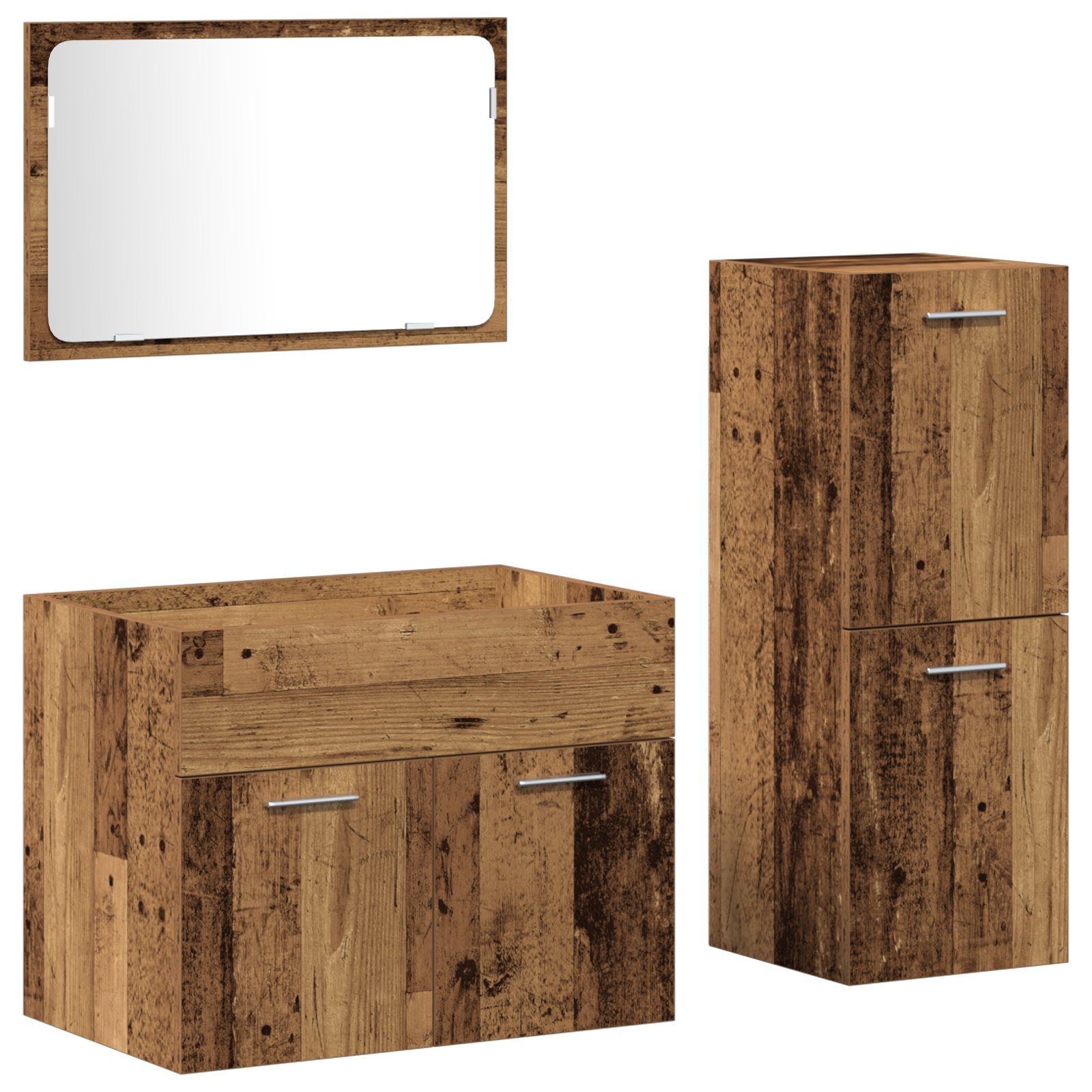 Bademøbelsett 3 pcs Gamle tre 60 x 38.5 x 46 cm Konstruert tre