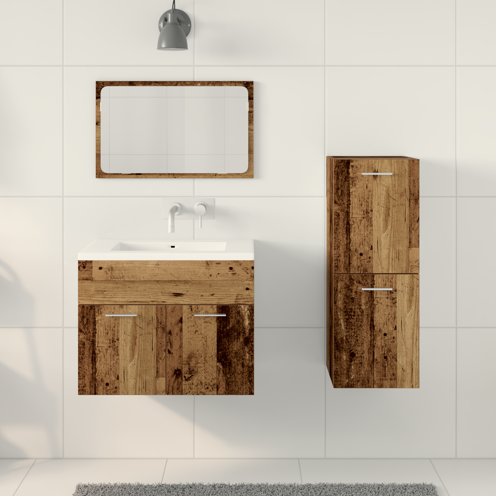 Bademøbelsett 3 pcs Gamle tre 60 x 38.5 x 46 cm Konstruert tre