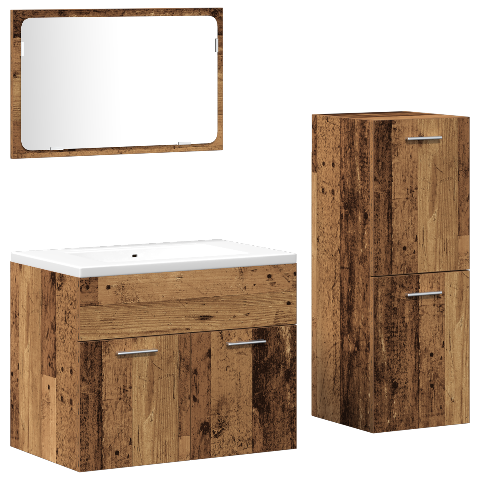 Bademøbelsett 3 pcs Gamle tre 60 x 38.5 x 46 cm Konstruert tre
