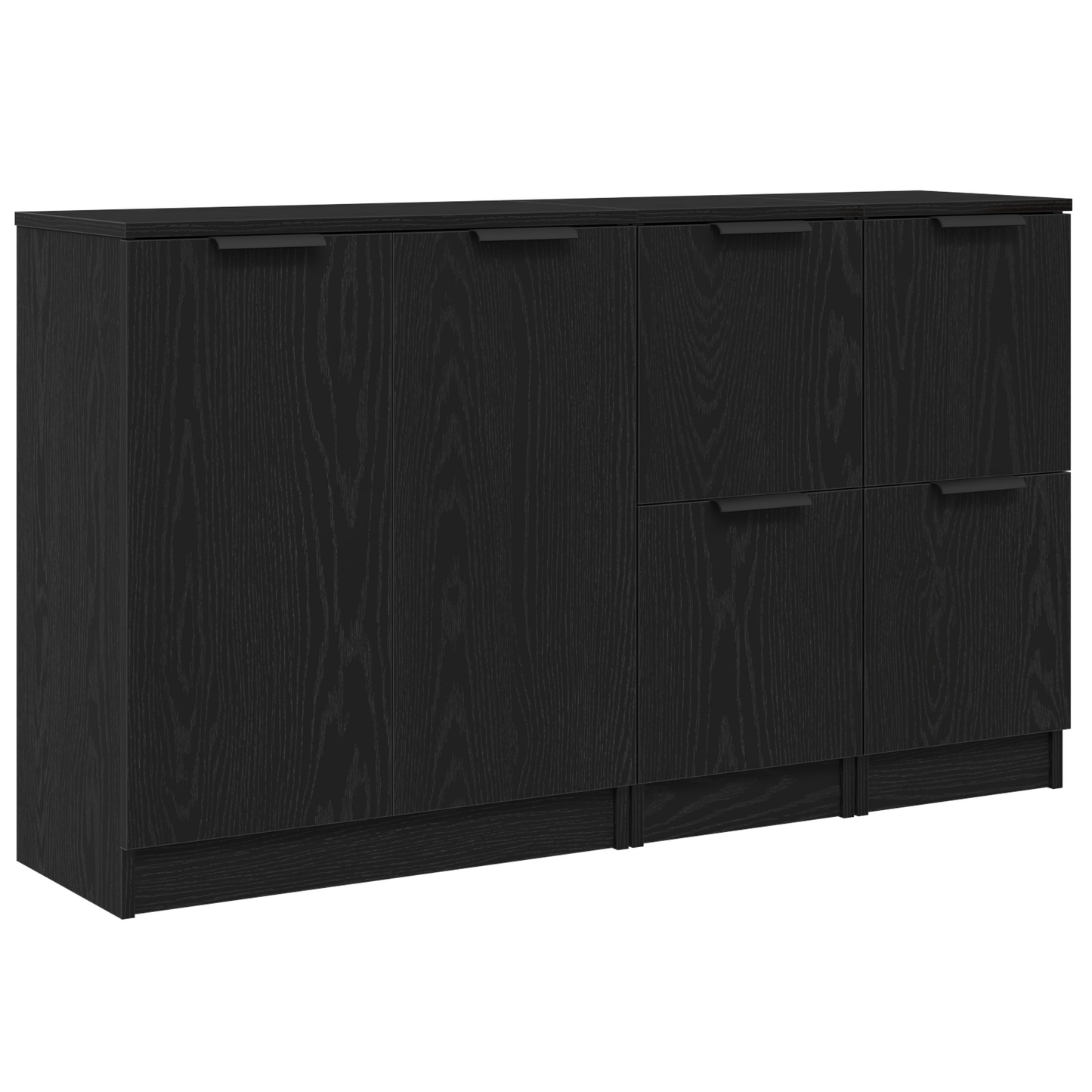 Serviesskap 3 stk. Svart Eik 120 x 30 x 70 cm Konstruert tre