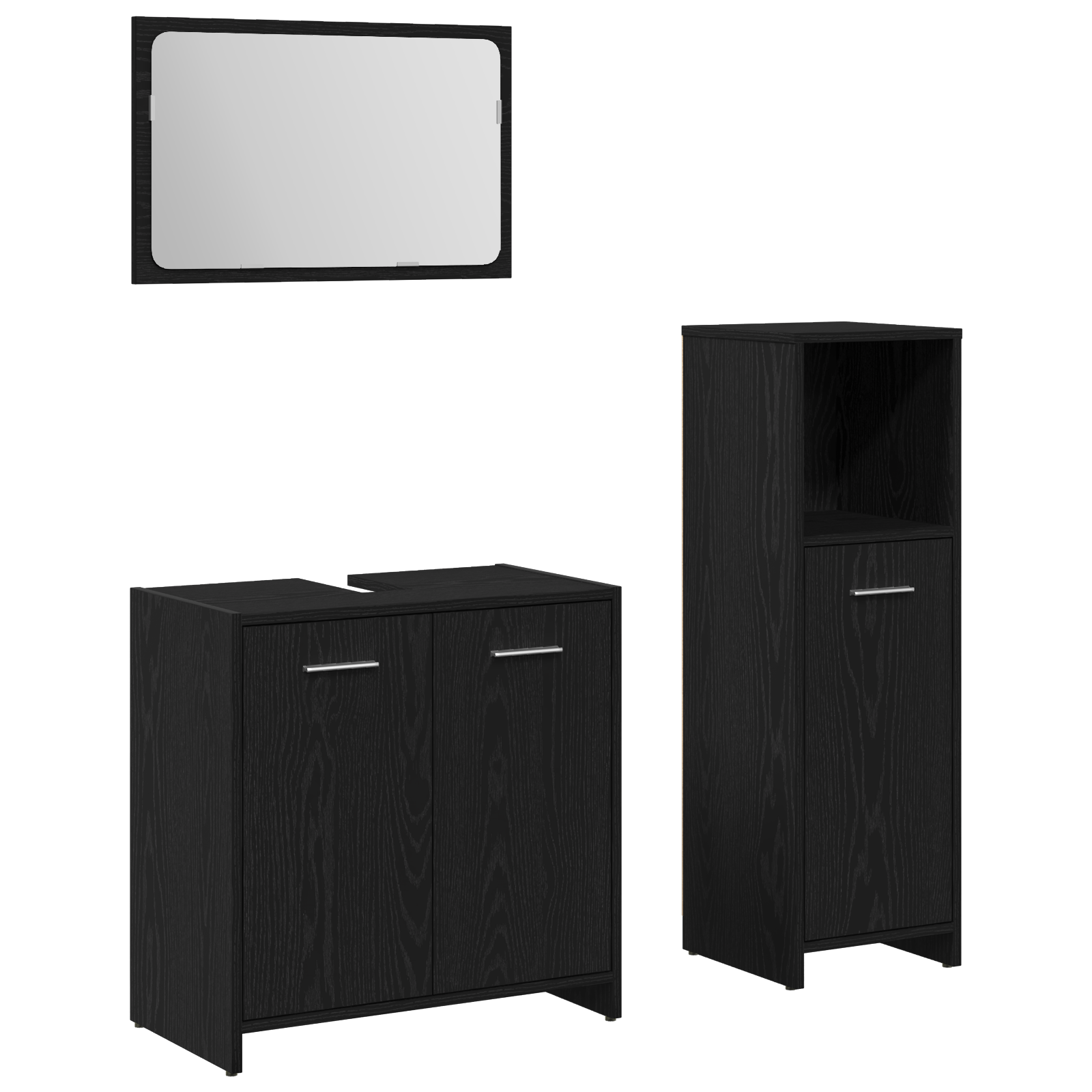 Baderomsmøbelsett Veggmontert 3 pcs Svart Eik 60 x 33 x 60 cm